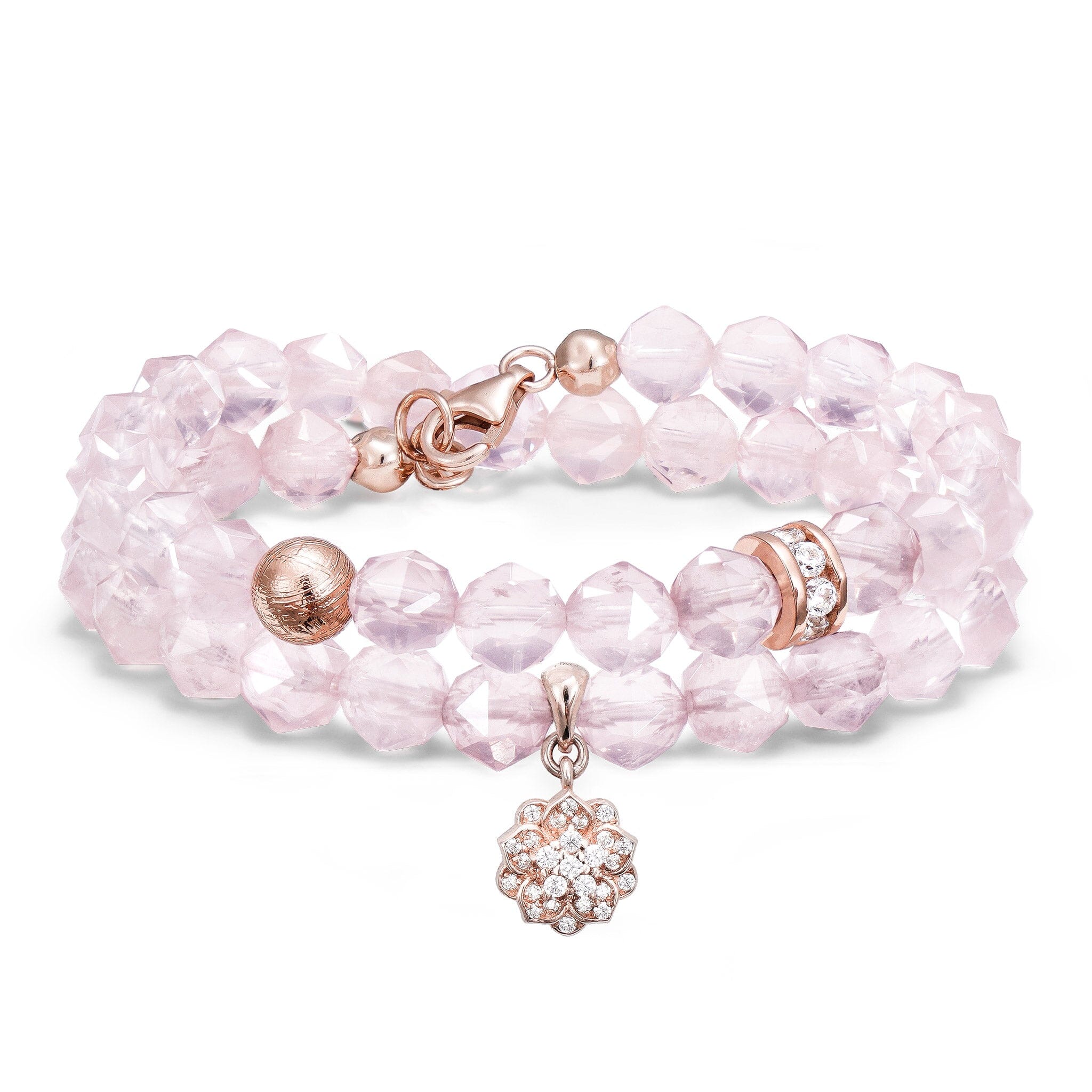 Women's Double Wrap Violet Bracelet with Meteorite and Rose Quartz Bracelets WAA FASHION GROUP