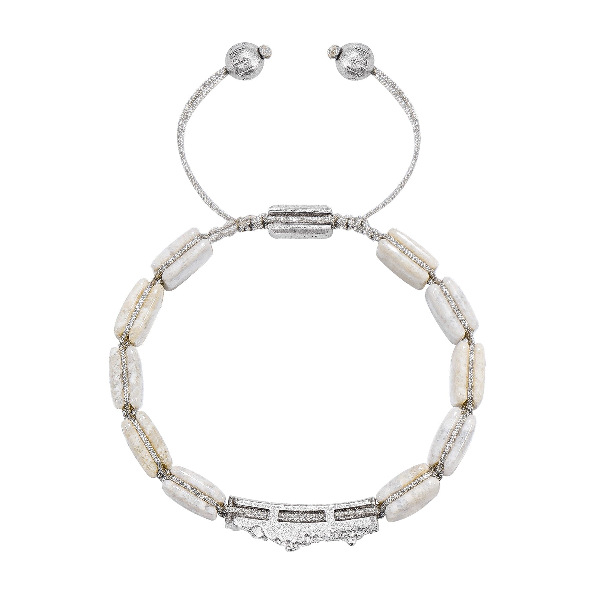 Women's Flatbead Bracelet with Agatized Coral and Twin Ammonite Charm Bracelets WAA FASHION GROUP