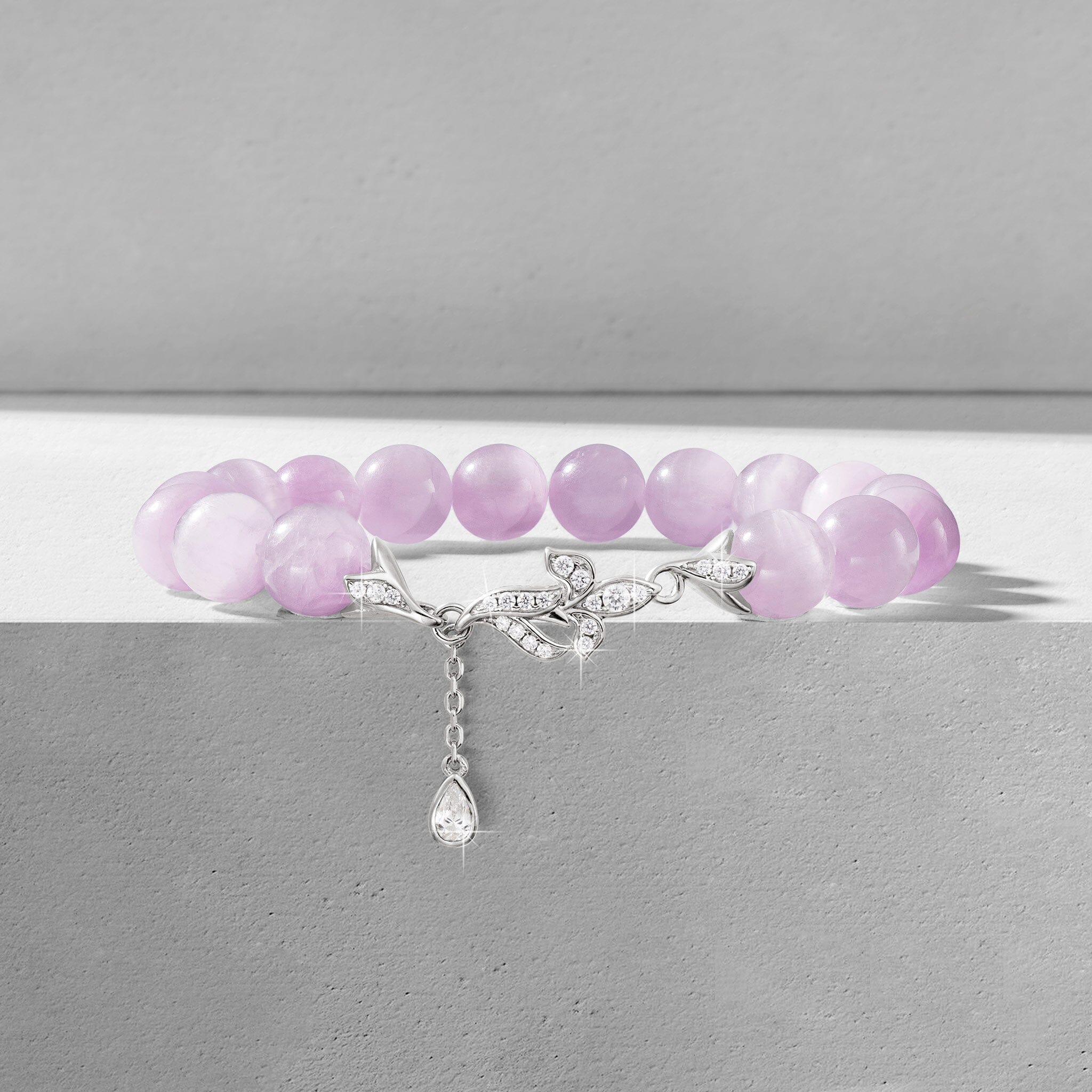 Women's Iris Charm Beaded Bracelet with Violet Kunzite Bracelets WAA FASHION GROUP 