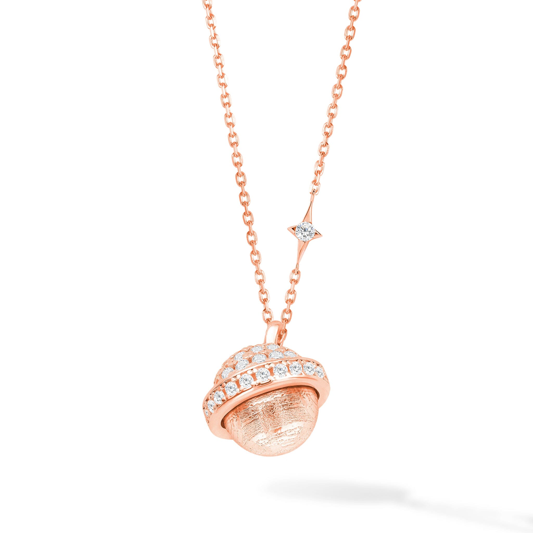Women's Lunar Silver Necklace with Meteorite Necklaces WAA FASHION GROUP Rose Gold Adjustable