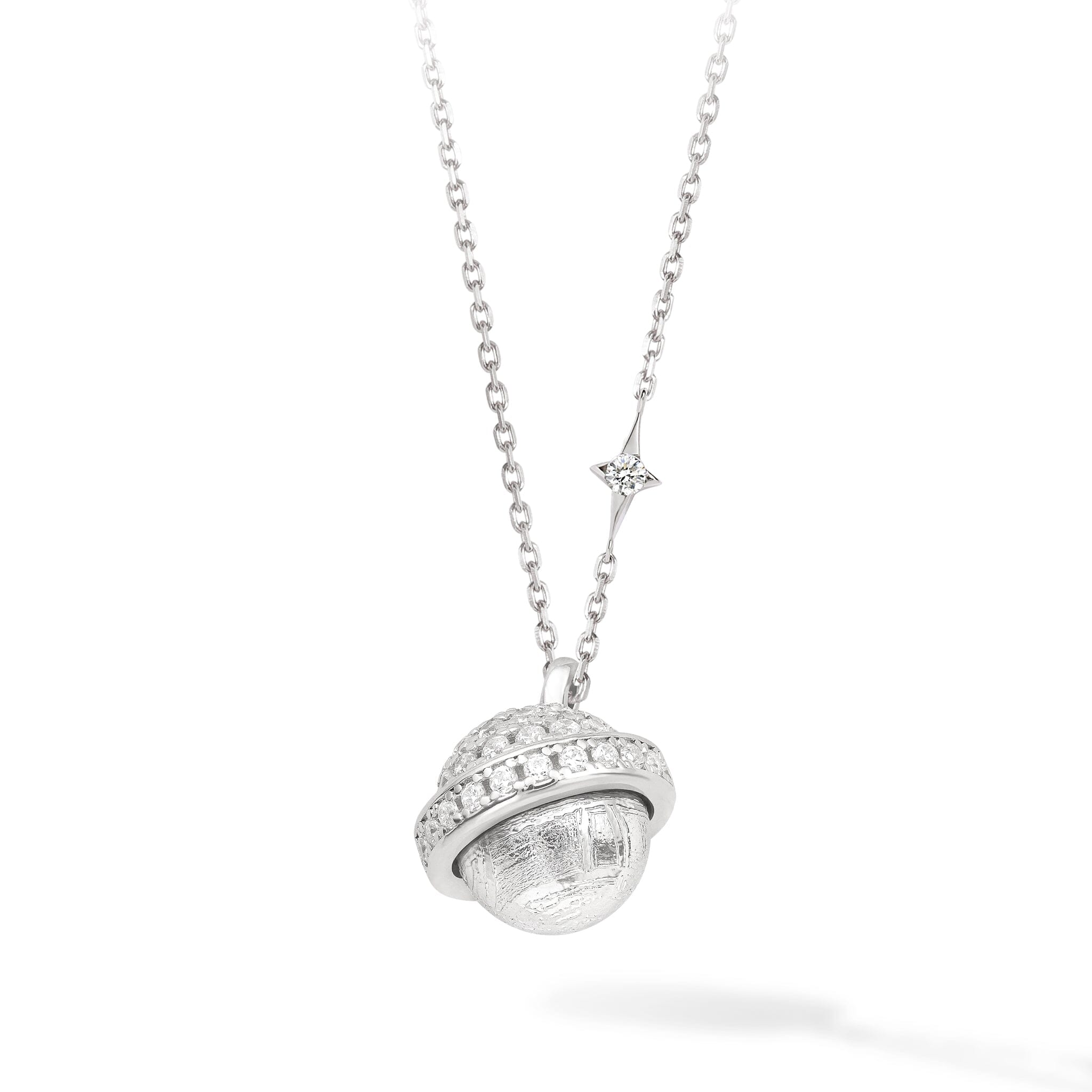 Women's Lunar Silver Necklace with Meteorite Necklaces WAA FASHION GROUP Silver Adjustable