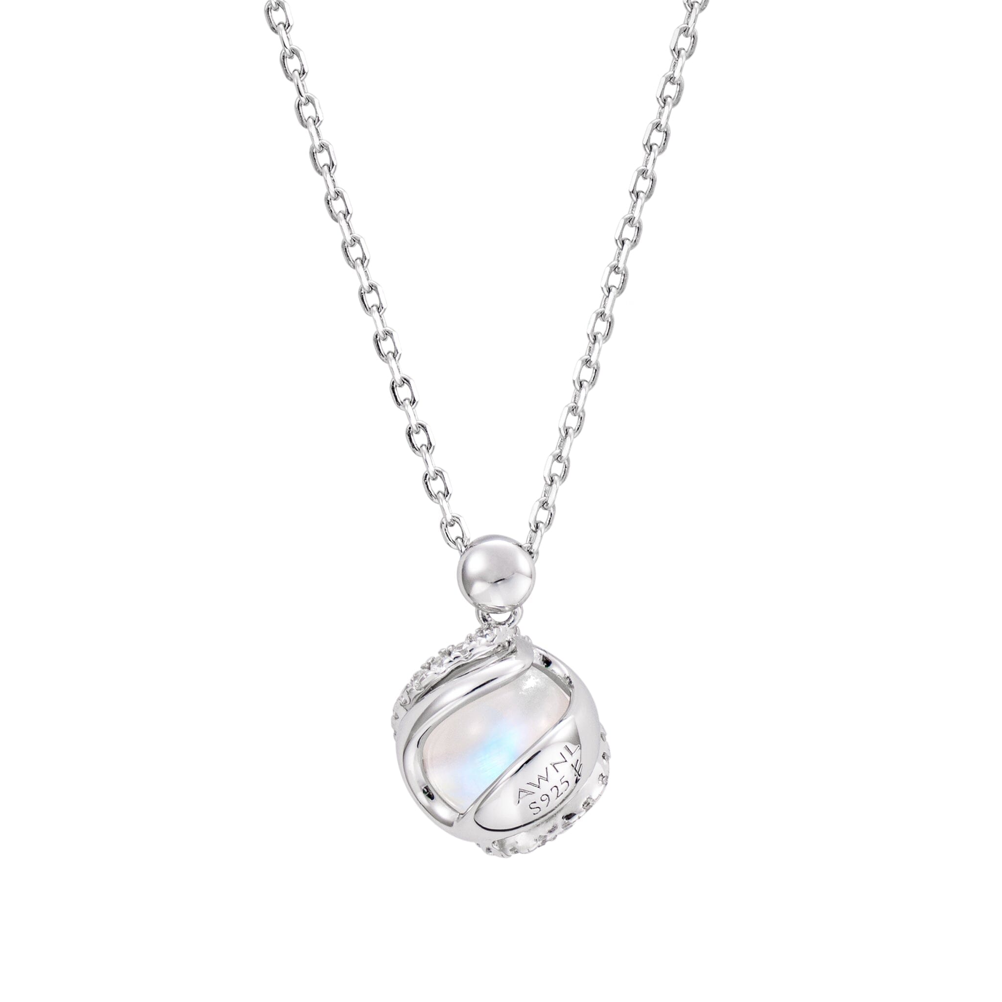 Women's Moving Ball Necklace with Moonstone Necklaces WAA FASHION GROUP Adjustable