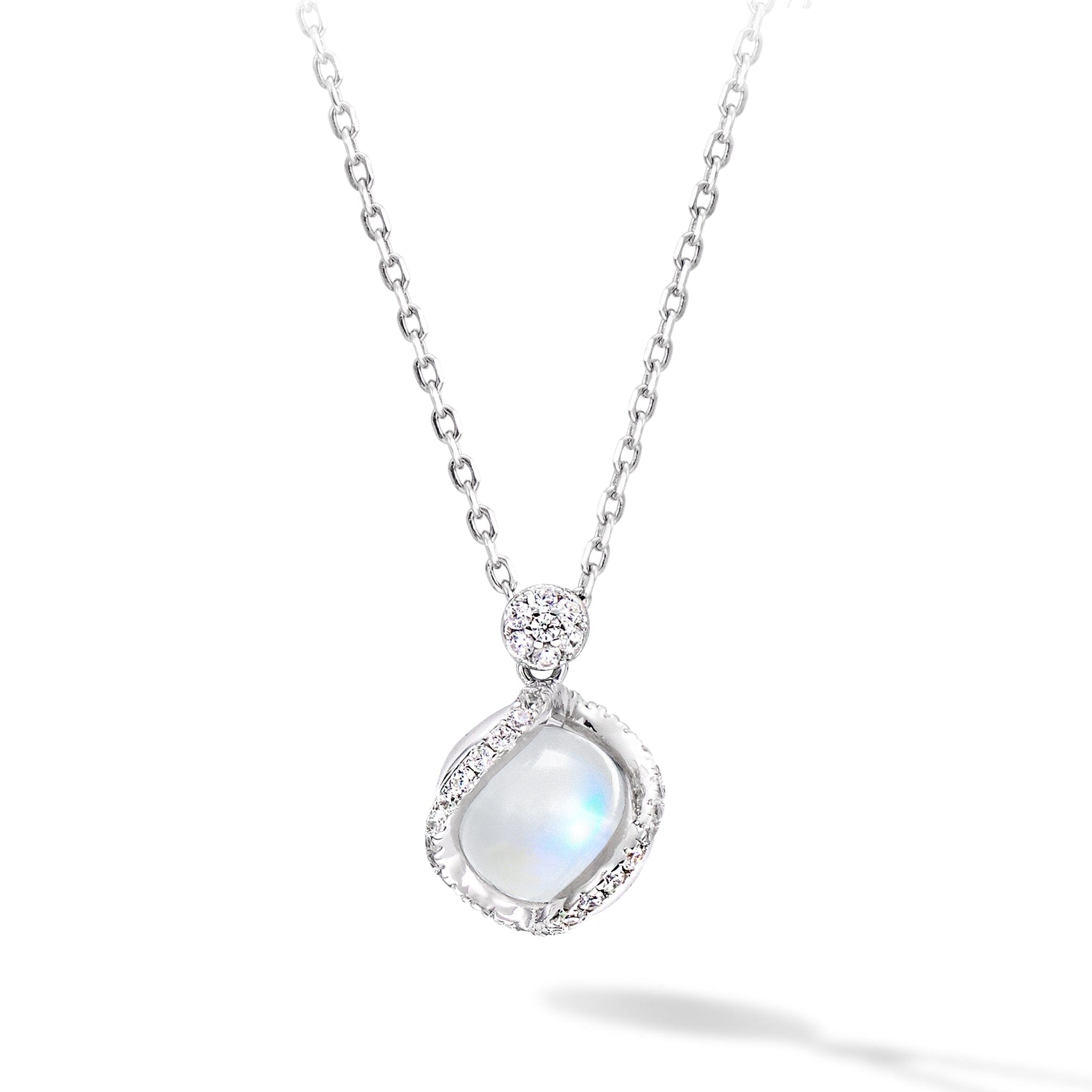 Women's Moving Ball Necklace with Moonstone Necklaces WAA FASHION GROUP 