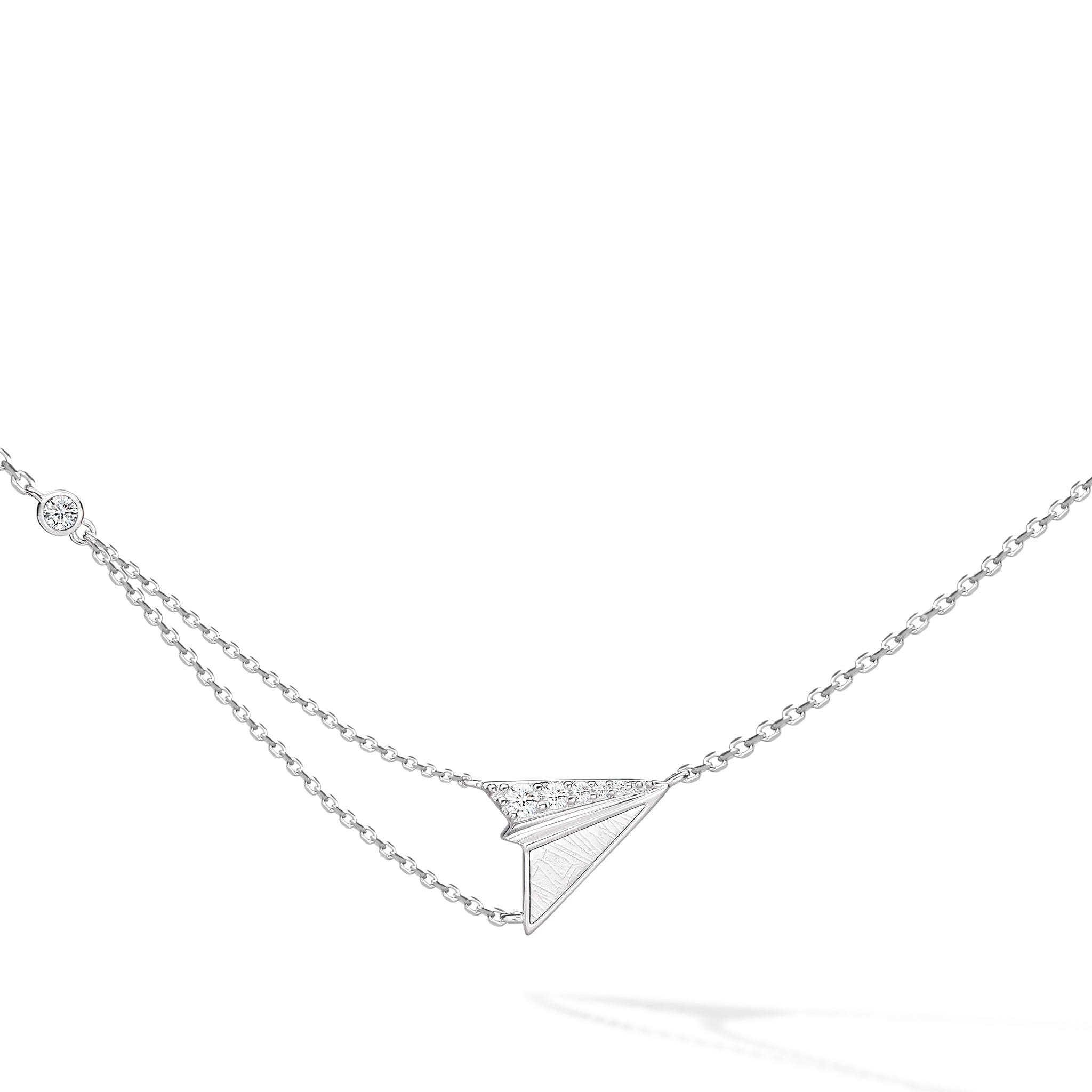 Women's Paper Airplane Necklace with Meteorite