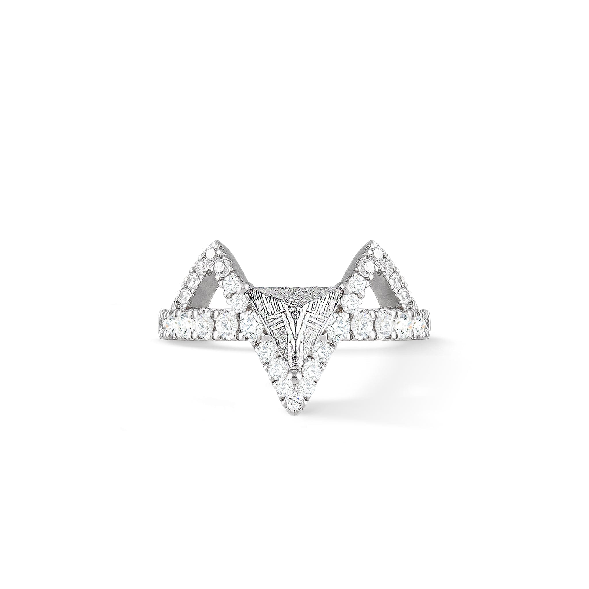 Women's Pyramid Silver Ring with Meteorite Rings AWNL 