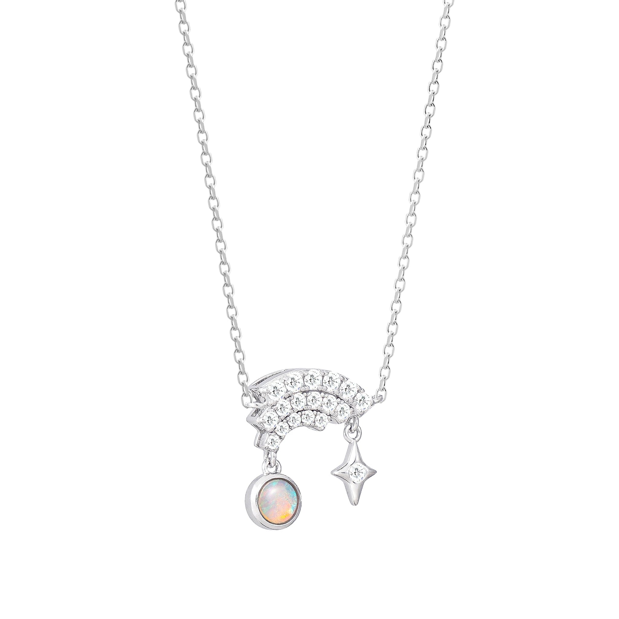 Women's Rainbow Necklace of with Opalite Necklaces WAA FASHION GROUP Silver Adjustable