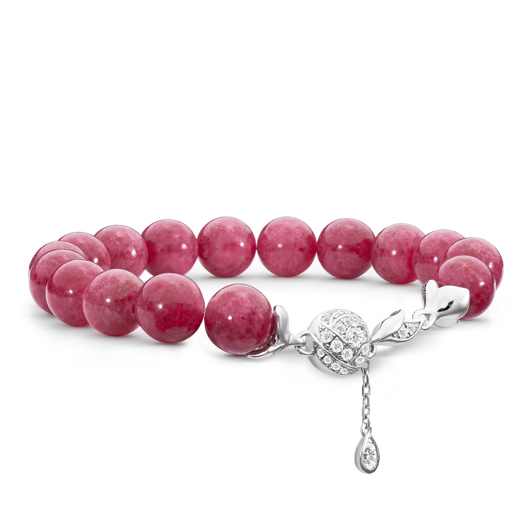 Women's Rose Charm Beaded Bracelet with Rhodonite Bracelets WAA FASHION GROUP 