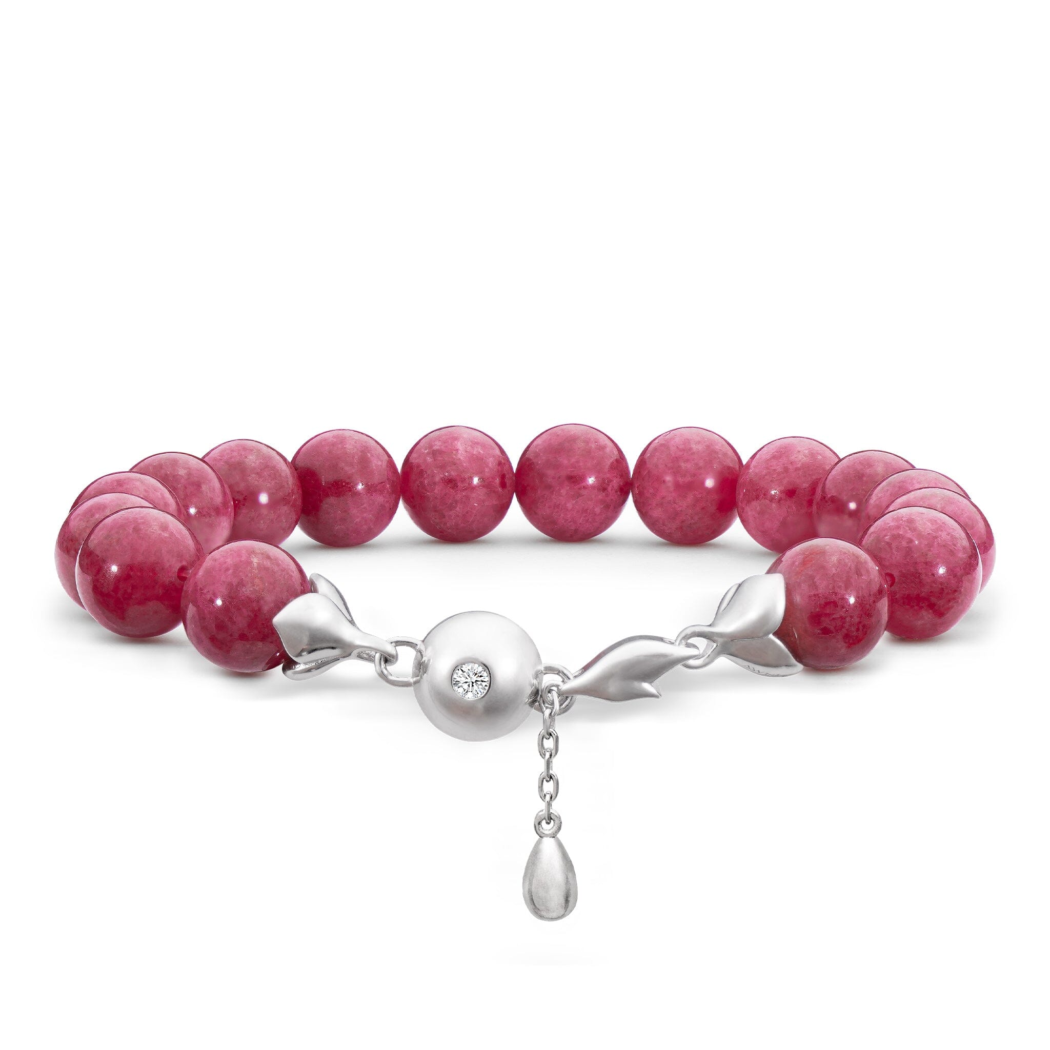 Women's Rose Charm Beaded Bracelet with Rhodonite Bracelets WAA FASHION GROUP 