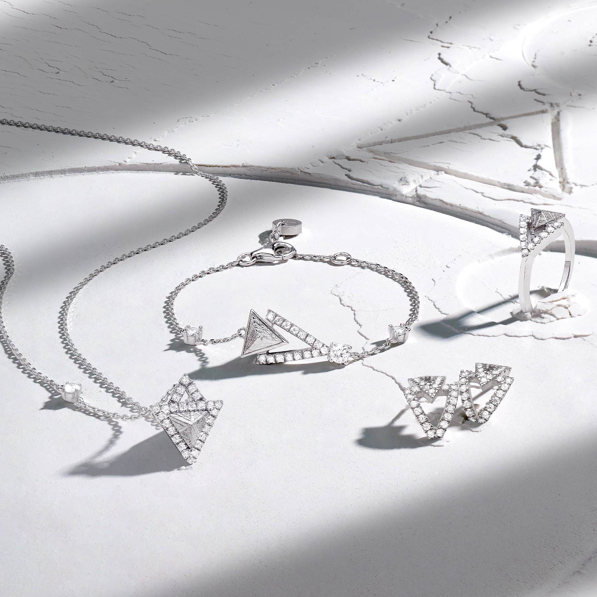 Women's Silver Bracelet with Triangle Meteorite Charm Bracelets WAA FASHION GROUP