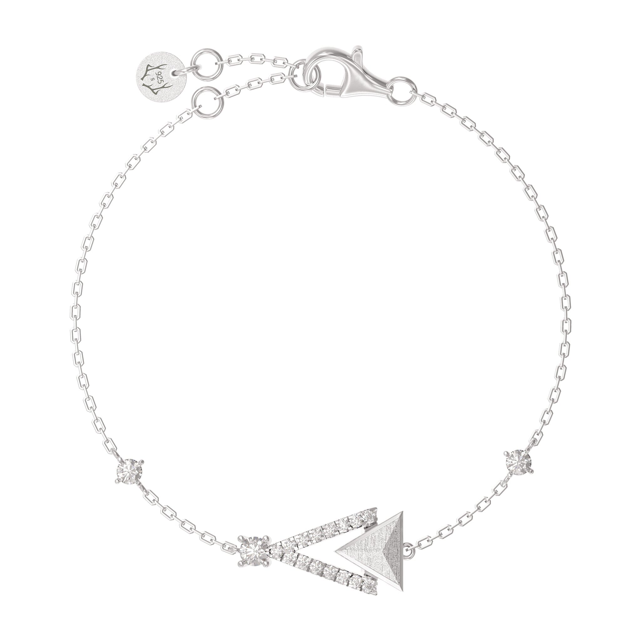 Women's Silver Bracelet with Triangle Meteorite Charm Bracelets WAA FASHION GROUP 