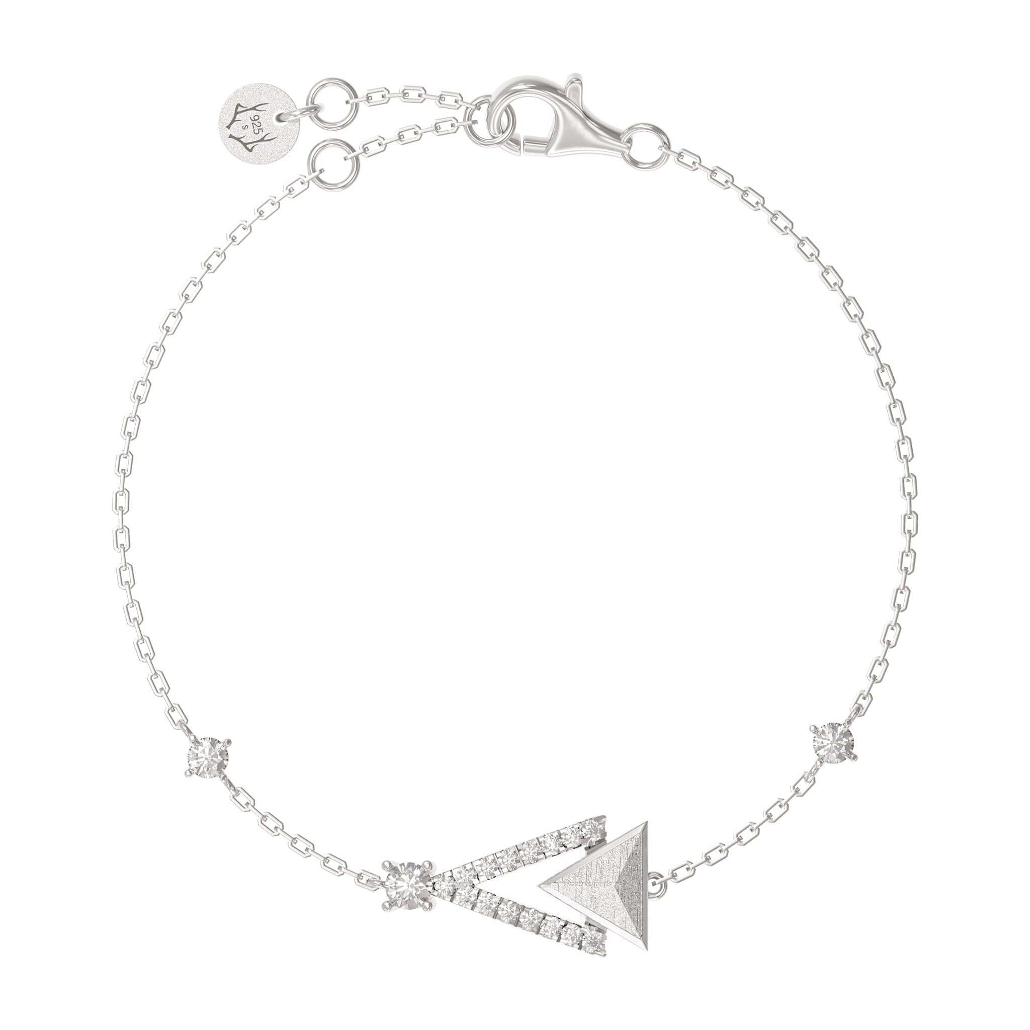 Women's Silver Bracelet with Triangle Meteorite Charm Bracelets WAA FASHION GROUP