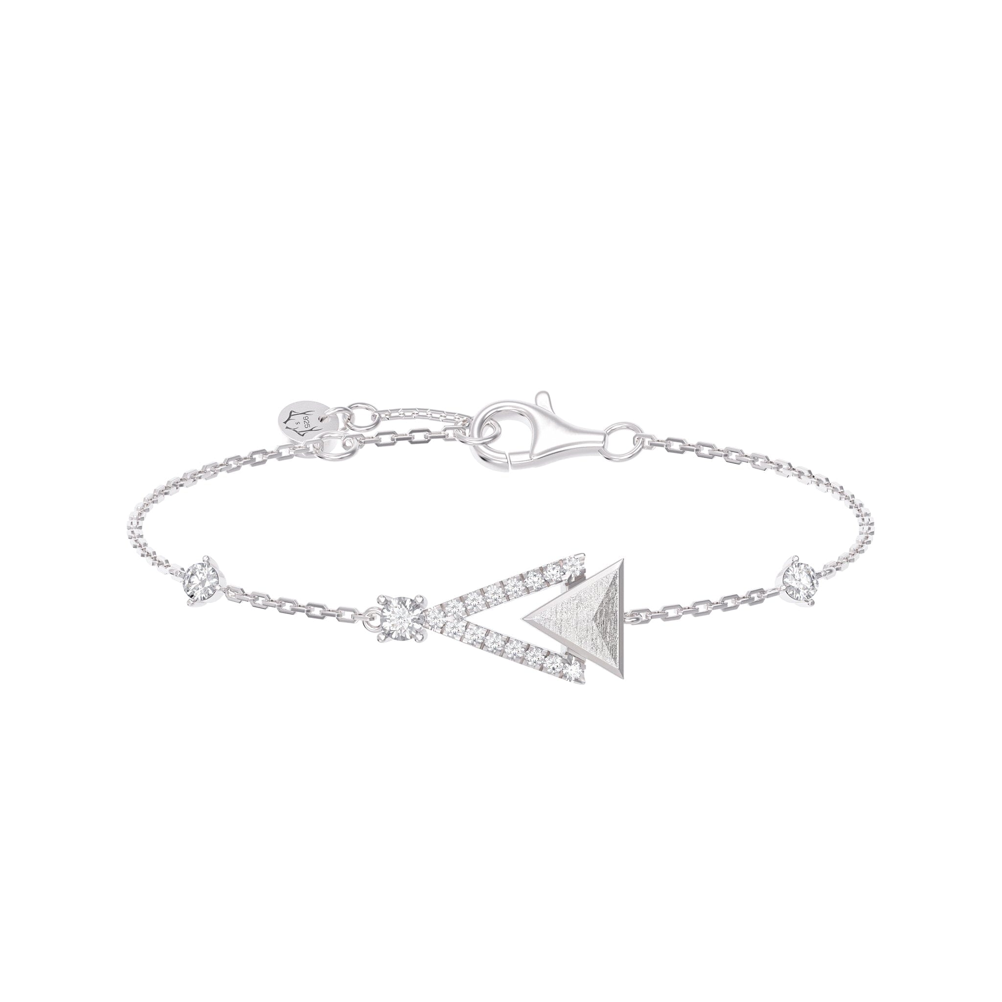 Women's Silver Bracelet with Triangle Meteorite Charm Bracelets WAA FASHION GROUP