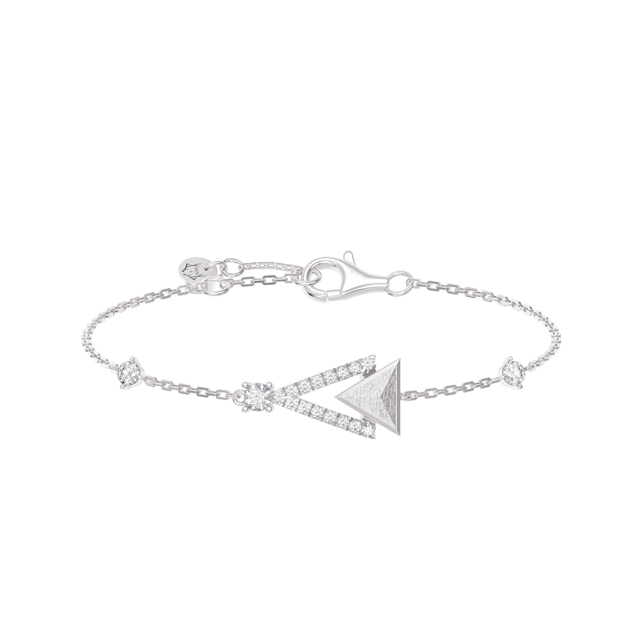 Women's Silver Bracelet with Triangle Meteorite Charm Bracelets WAA FASHION GROUP 