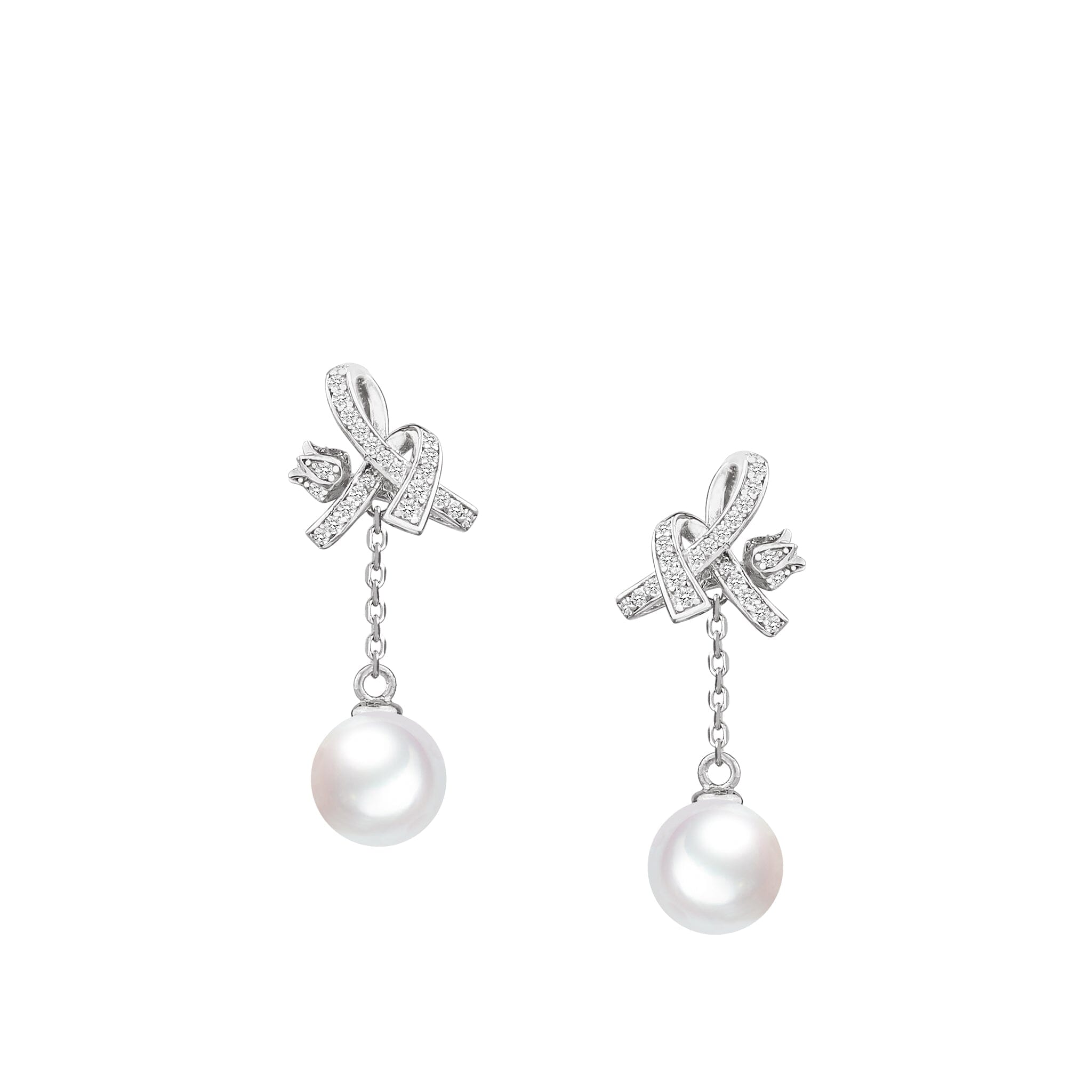 Women's Silver Drop Earrings with White Pearl Earrings AWNL Silver