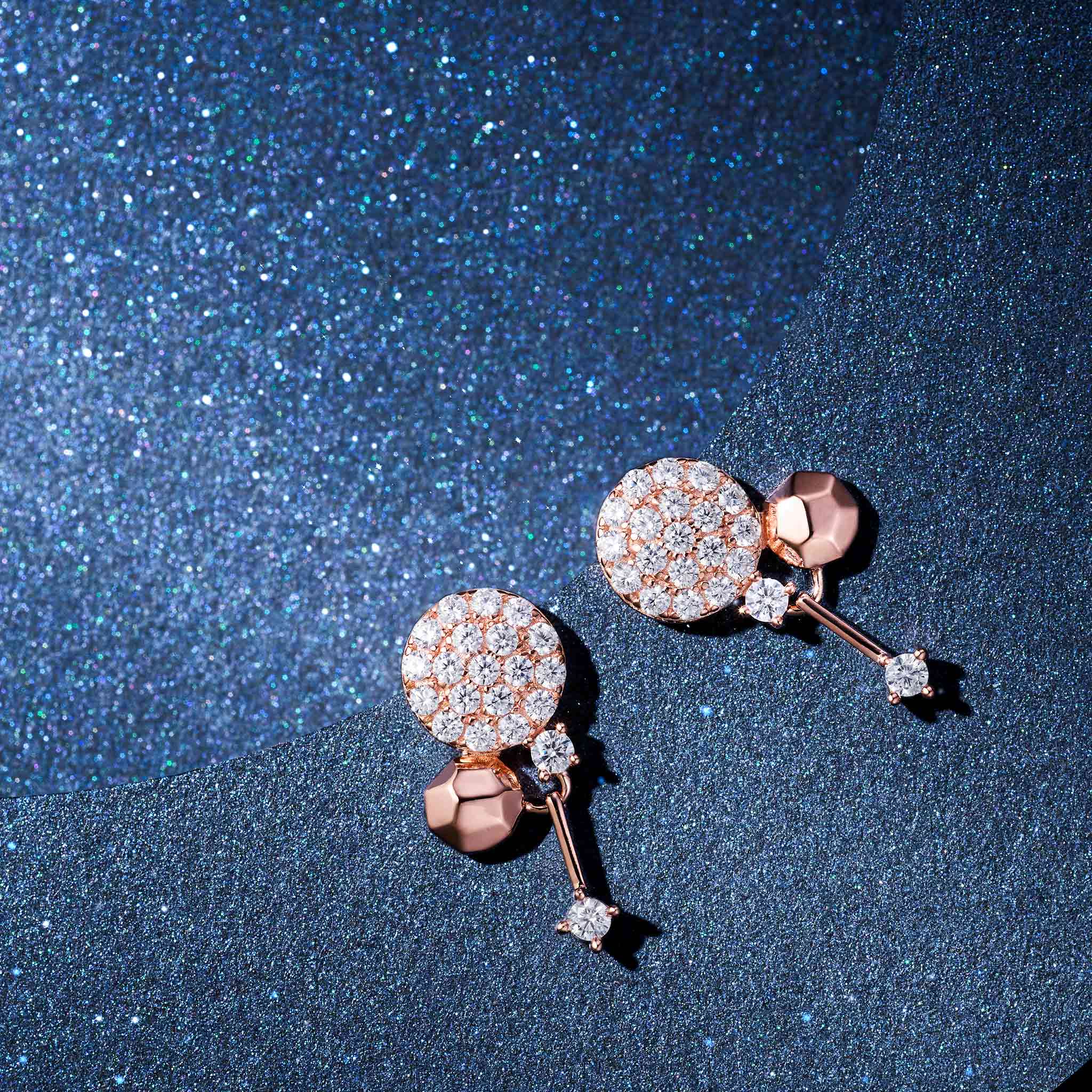 Women's Silver Round Dazzling Jacket Earrings Earrings AWNL