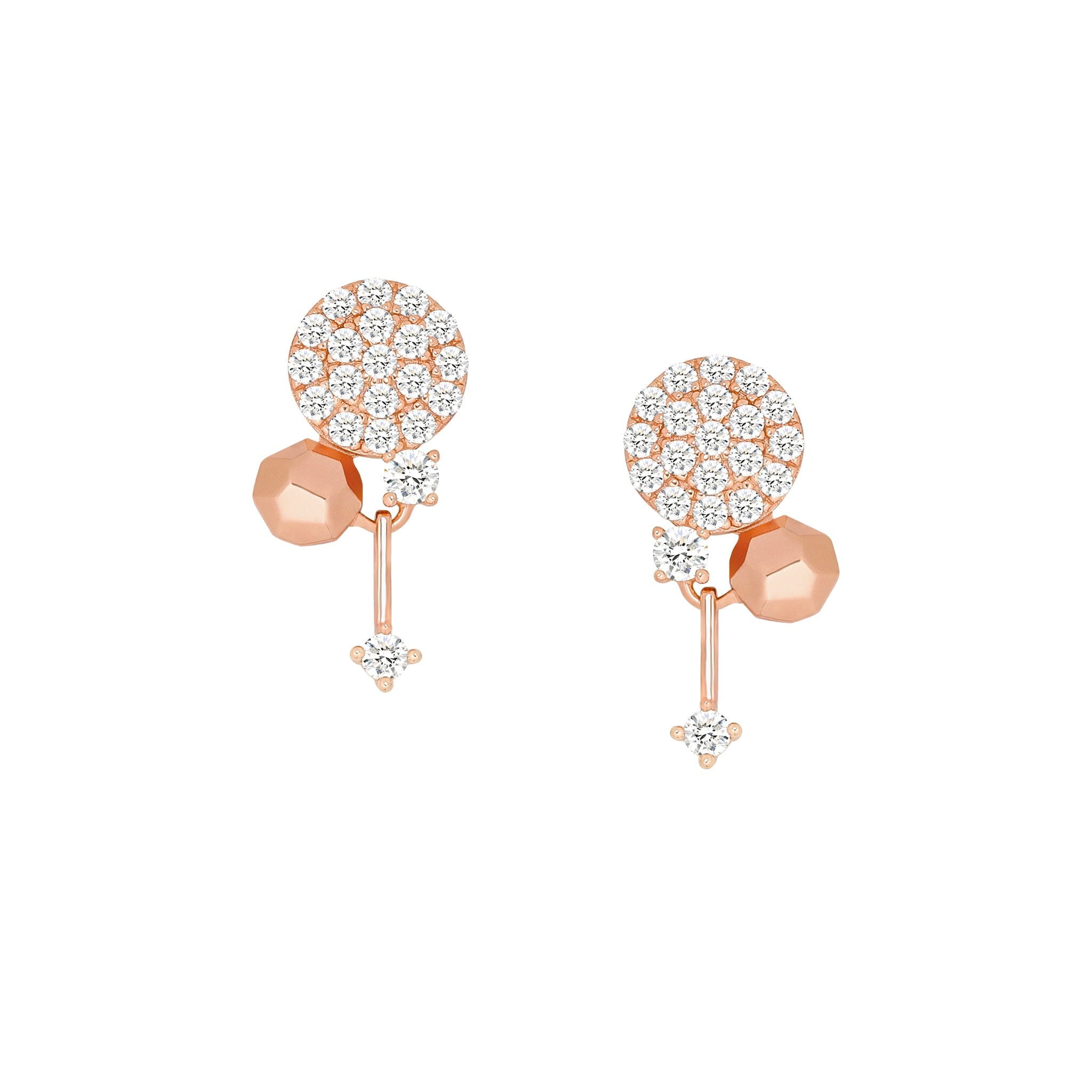 Women's Silver Round Dazzling Jacket Earrings Earrings AWNL Rose Gold