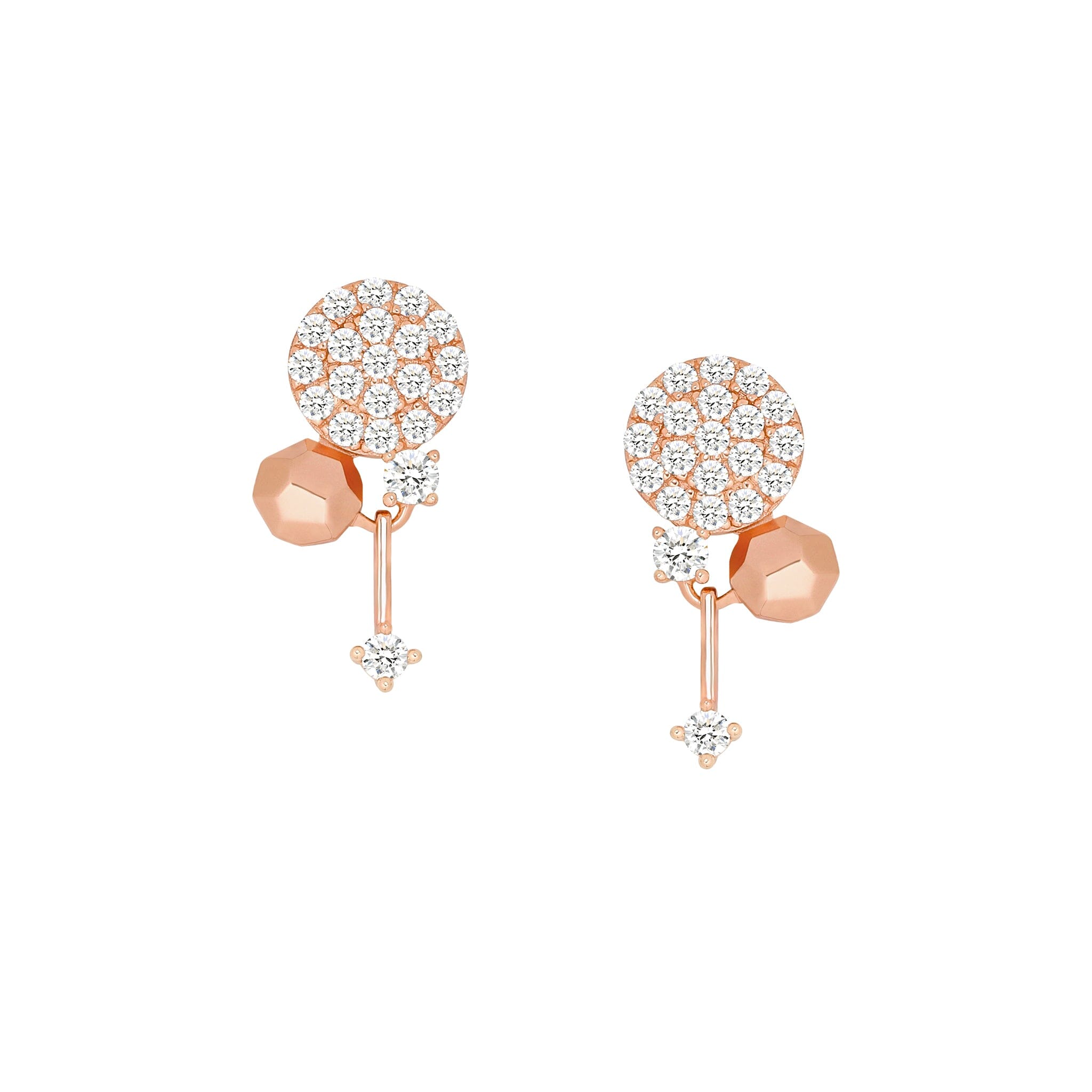 Women's Silver Round Dazzling Jacket Earrings Earrings AWNL Rose Gold 