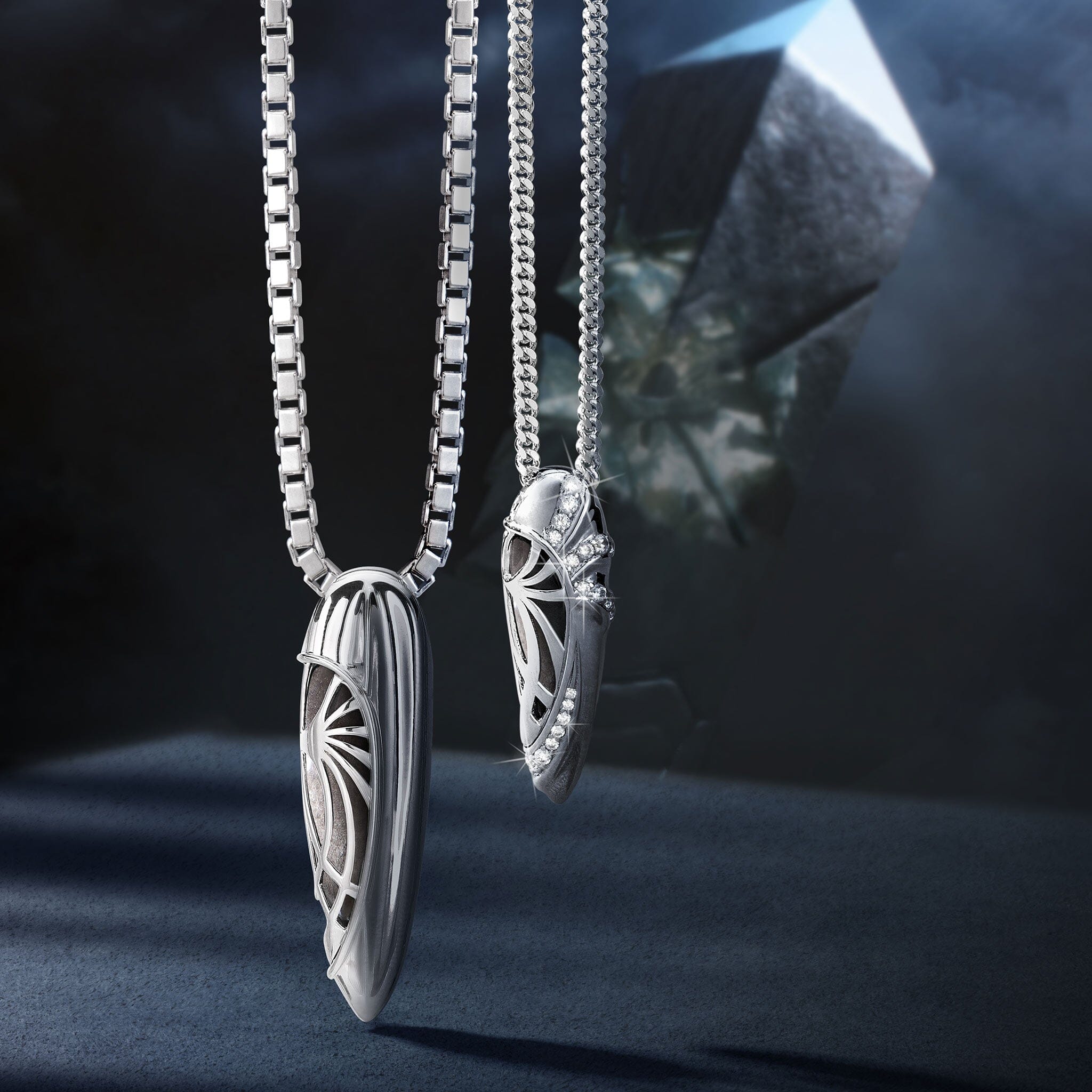 Women's Silver Time Capsule Necklace with Obsidian Necklaces WAA FASHION GROUP