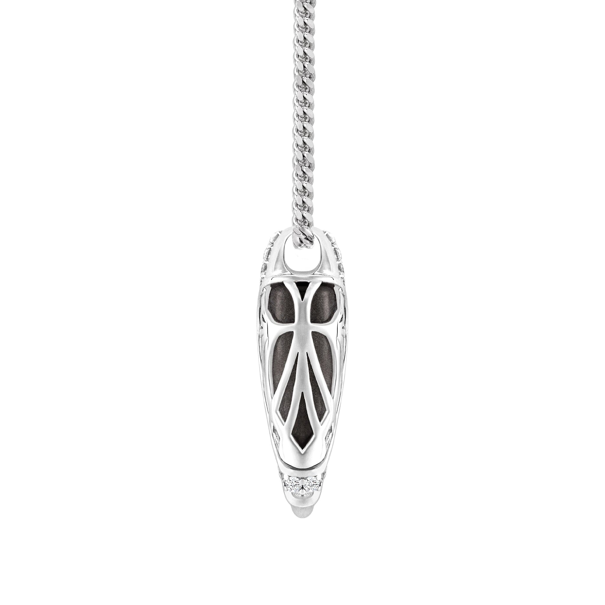 Women's Silver Time Capsule Necklace with Obsidian Necklaces WAA FASHION GROUP
