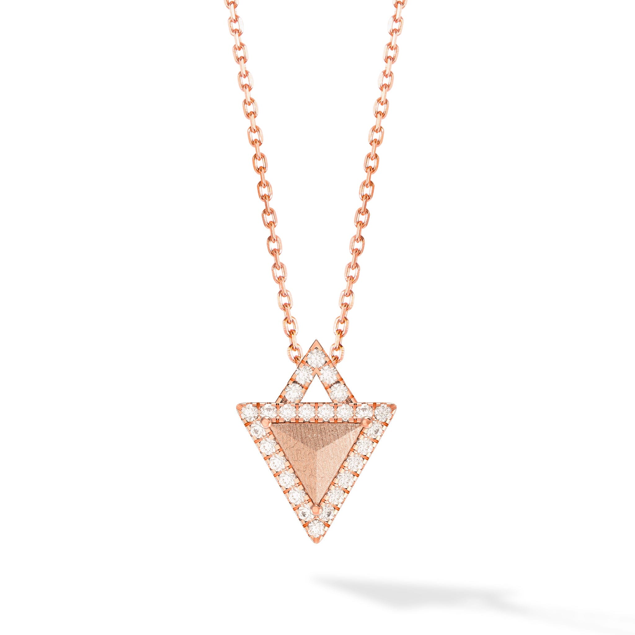 Women's Silver Triangle Necklace with Meteorite Necklaces WAA FASHION GROUP Rose Gold