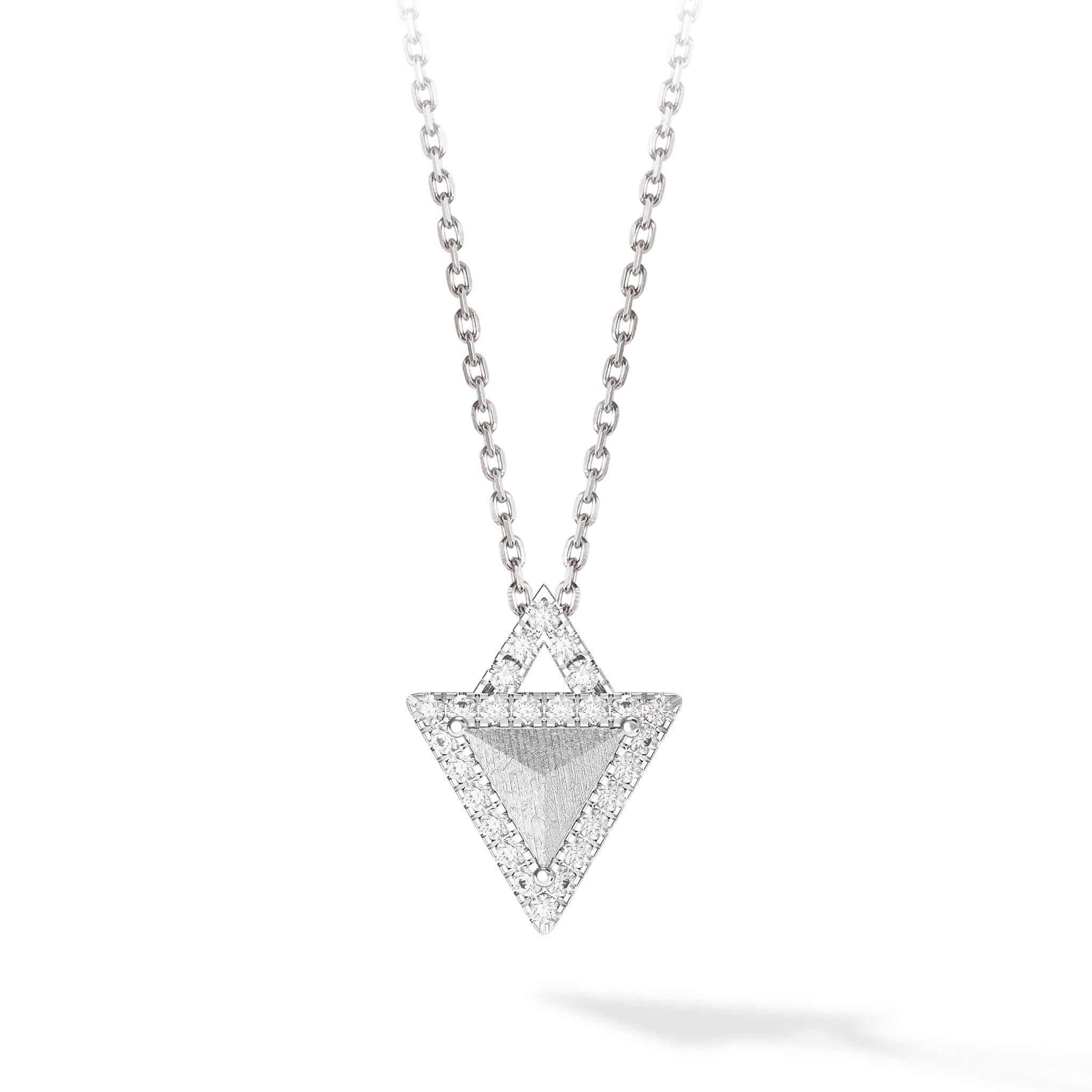 Women's Silver Triangle Necklace with Meteorite Necklaces WAA FASHION GROUP Silver