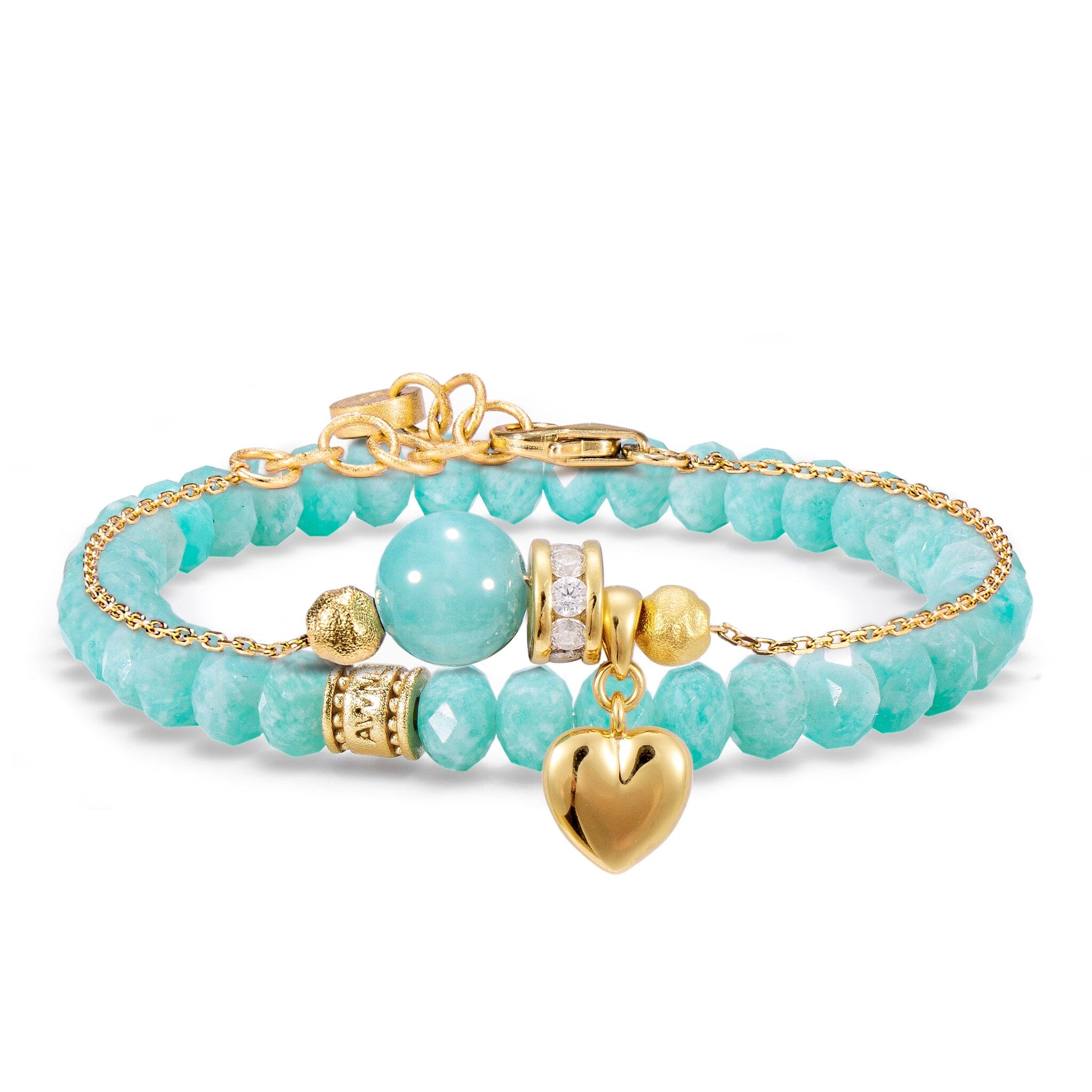 Women's Stacked Beaded Bracelet With Amazonite Bracelets WAA FASHION GROUP 