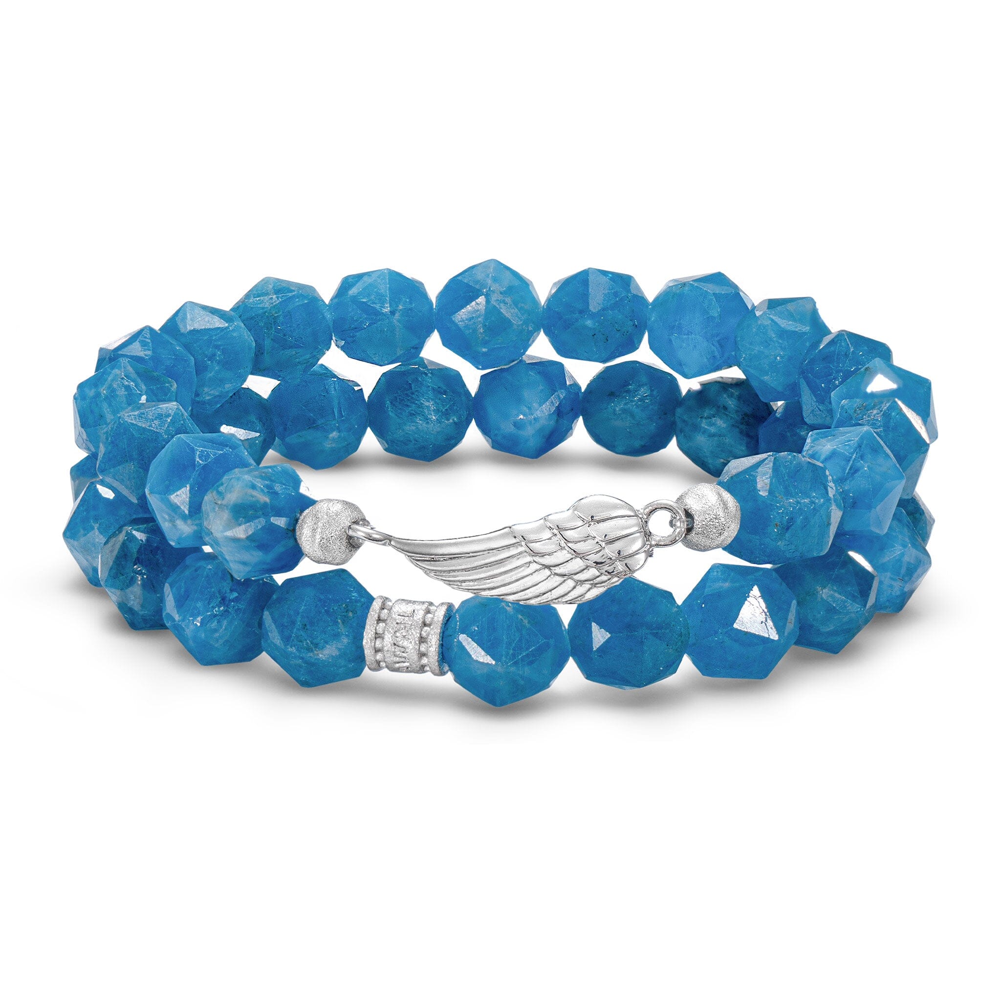 Women's Stacked Beaded Bracelet With Blue Apatite Bracelets AWNL 