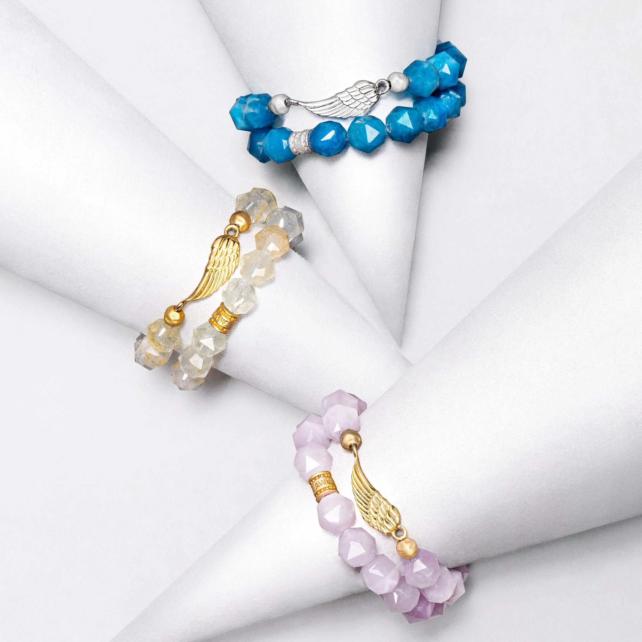 Women's Stacked Beaded Bracelet With Kunzite Bracelets AWNL