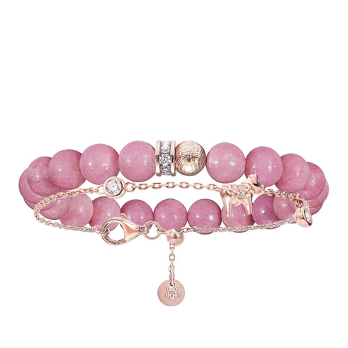 Women's Stacked Dala Horse Bracelet With Meteorite and Rhodonite Bracelets WAA FASHION GROUP