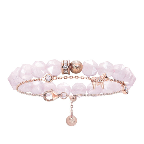 Women's Stacked Dala Horse Bracelet With Meteorite and Rose Quartz Bracelets WAA FASHION GROUP