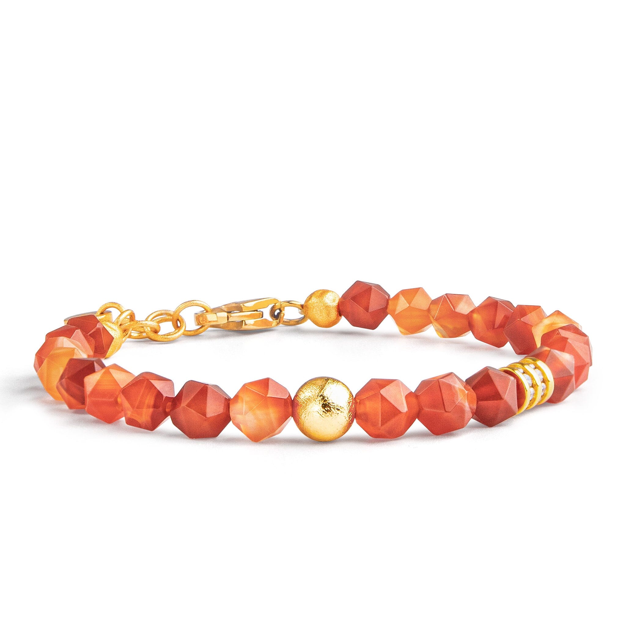 Women's Trammels Stacked Bracelet with Meteorite and Orange Agate Bracelets WAA FASHION GROUP 