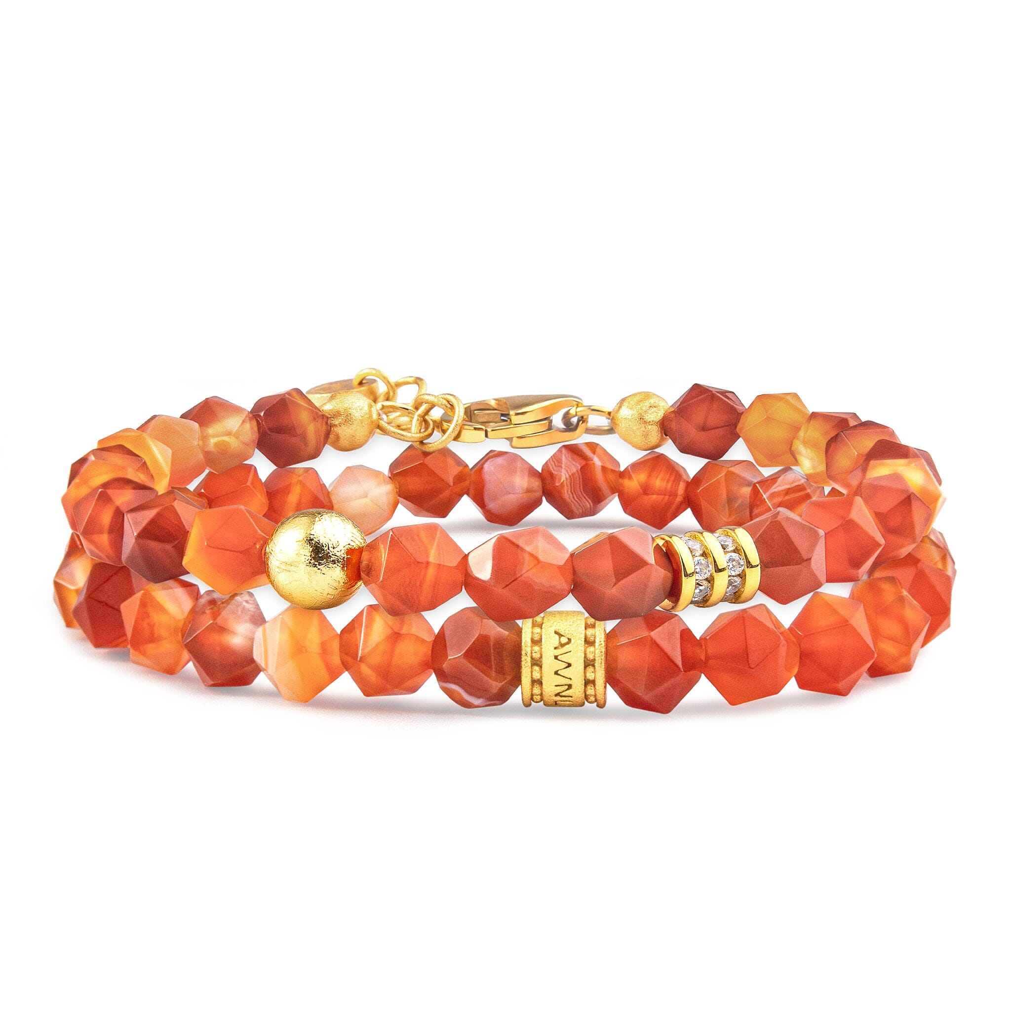 Women's Trammels Stacked Bracelet with Meteorite and Orange Agate Bracelets WAA FASHION GROUP