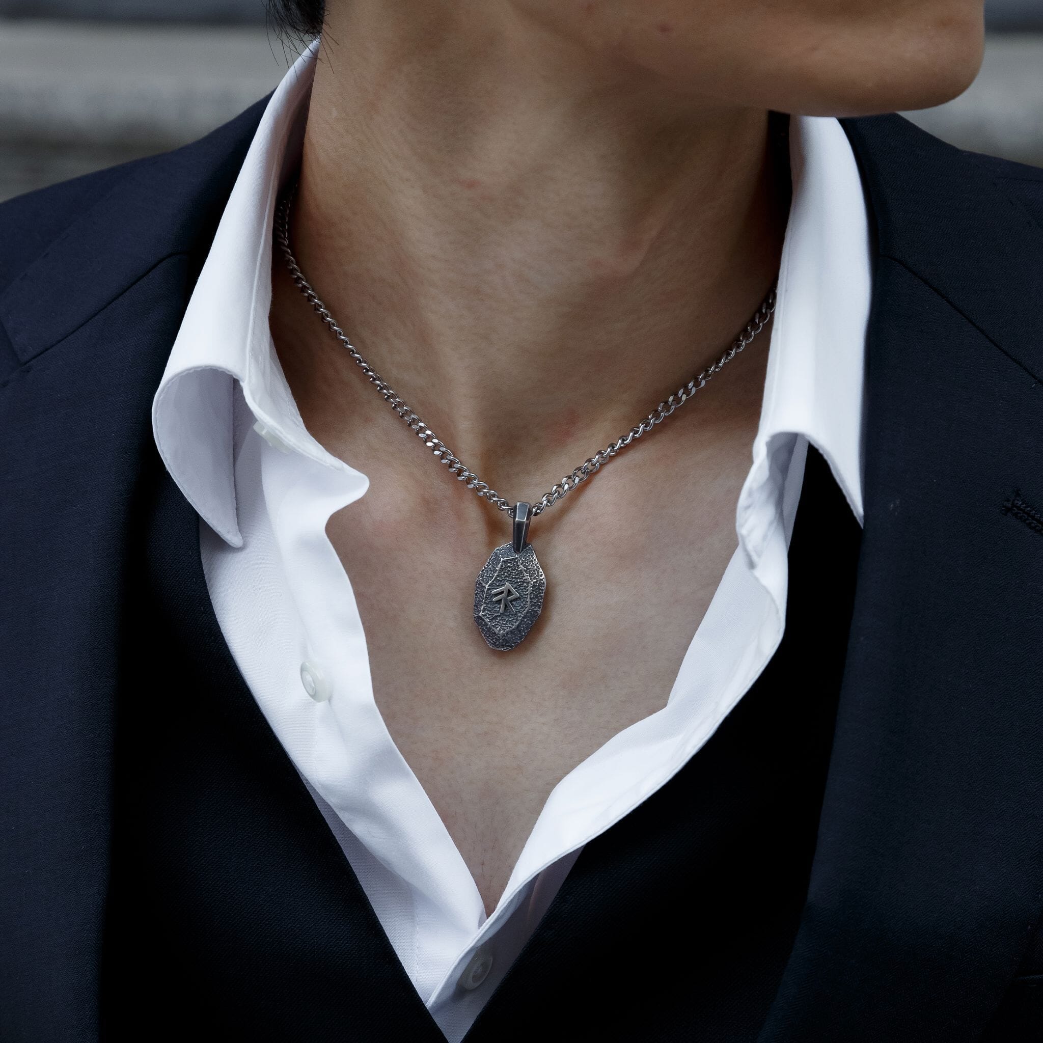 Bind Rune Ingot Necklace Silver Necklaces AWNL 