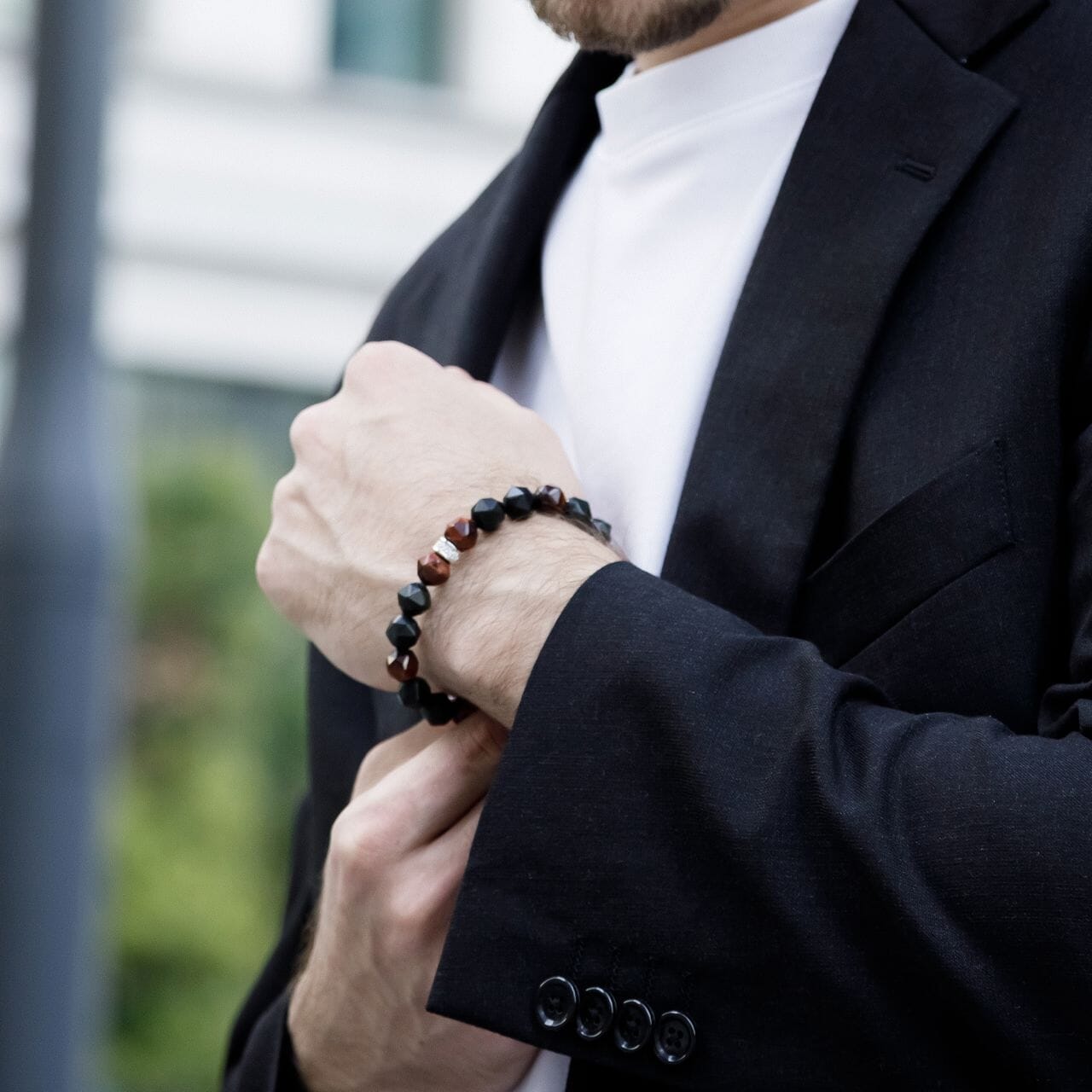 Falcon Bracelet Obsidian & Red Tiger Eye Bracelets AWNL 