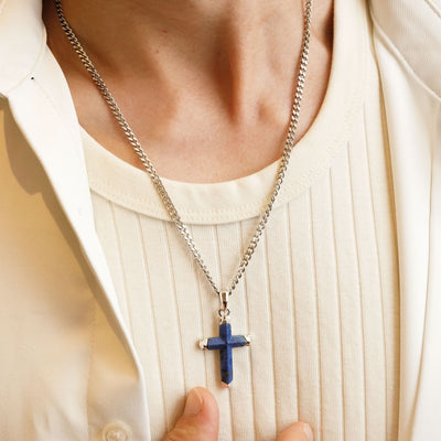 Seagleam Cross Necklace Dumortierite Necklaces AWNL 