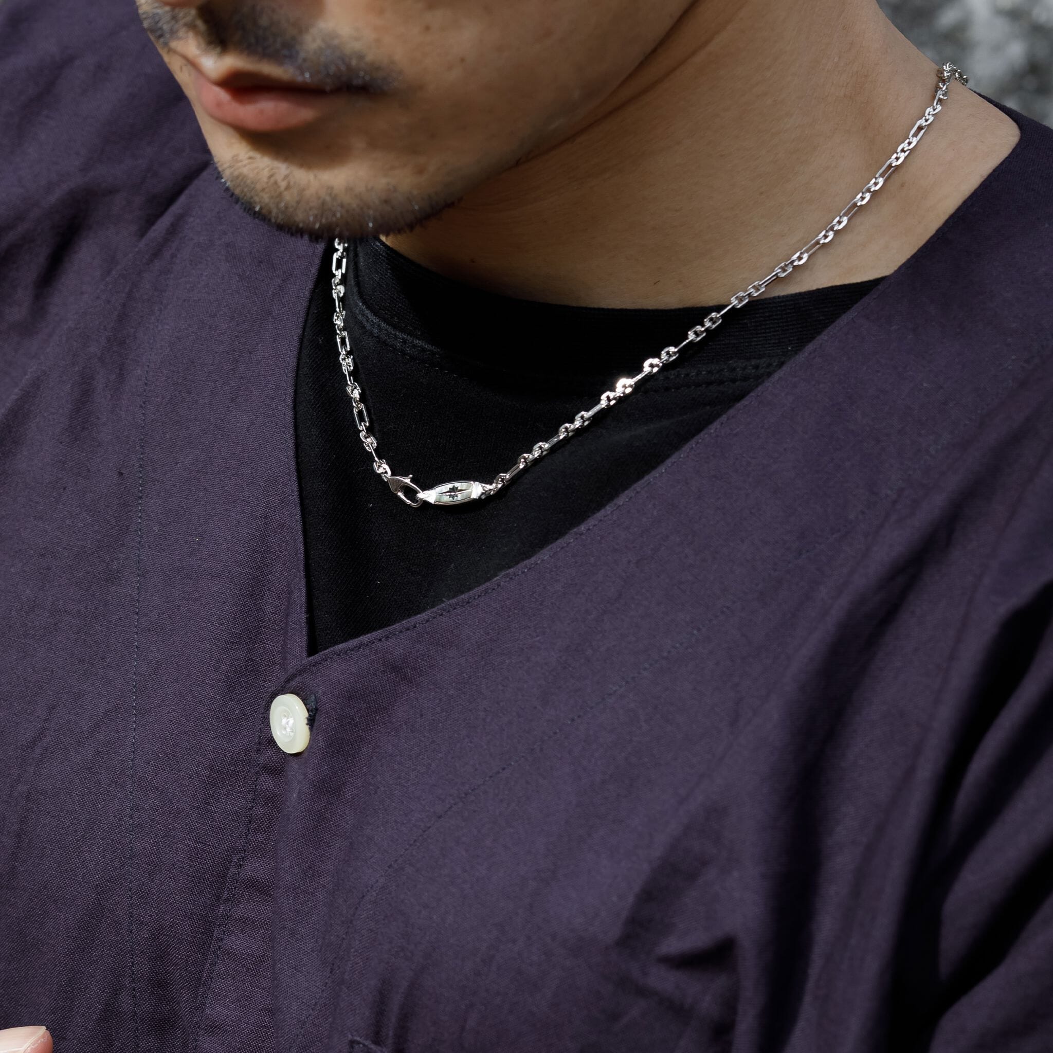 Polaris Bar Figaro Necklace Black Nacre Necklaces AWNL 