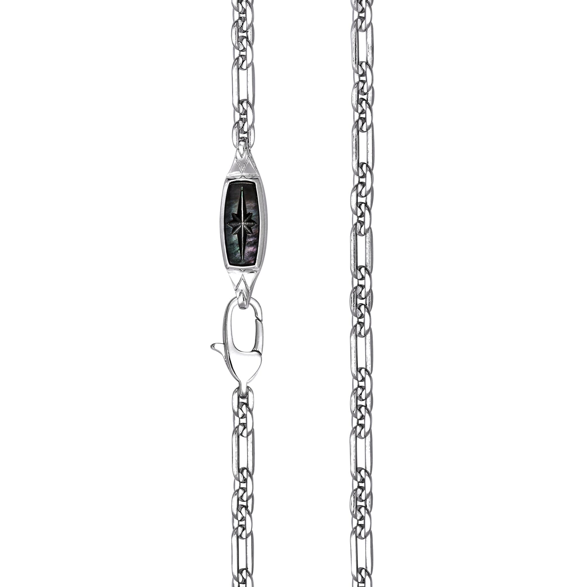 Black Mother Of Pearl Compass Necklace Necklaces AWNL 