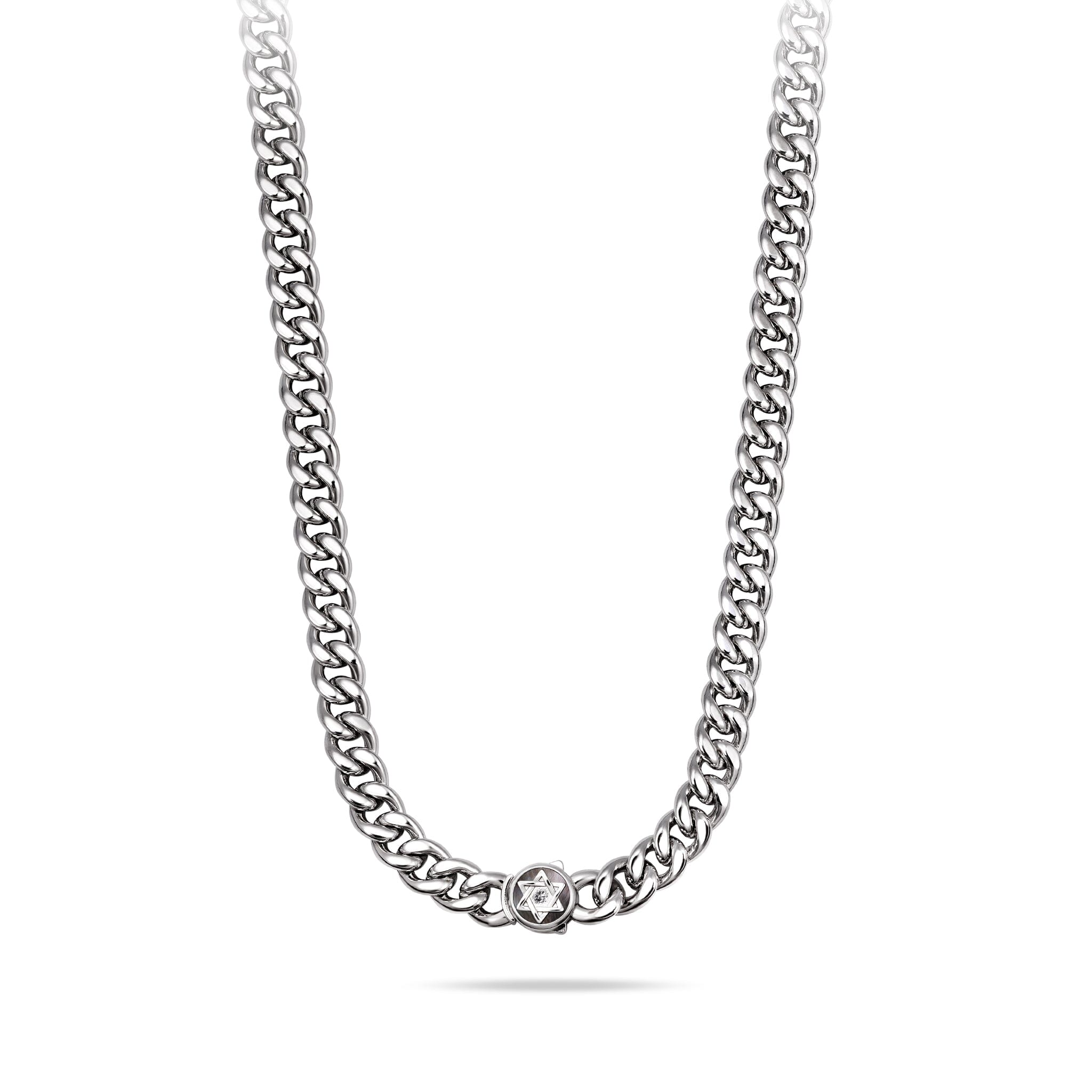 Black Mother Of Pearl Hexagram Domed Link Necklace Necklaces AWNL 50cm 