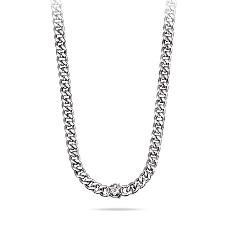 Black Mother Of Pearl Hexagram Domed Link Necklace