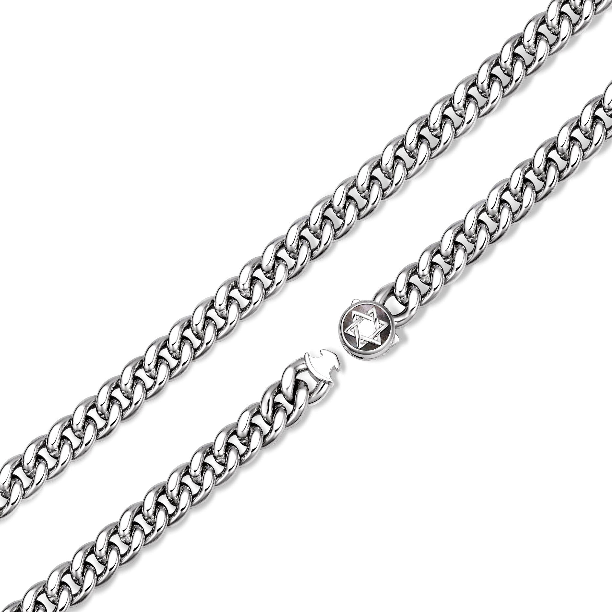 Black Mother Of Pearl Hexagram Domed Link Necklace Necklaces AWNL 