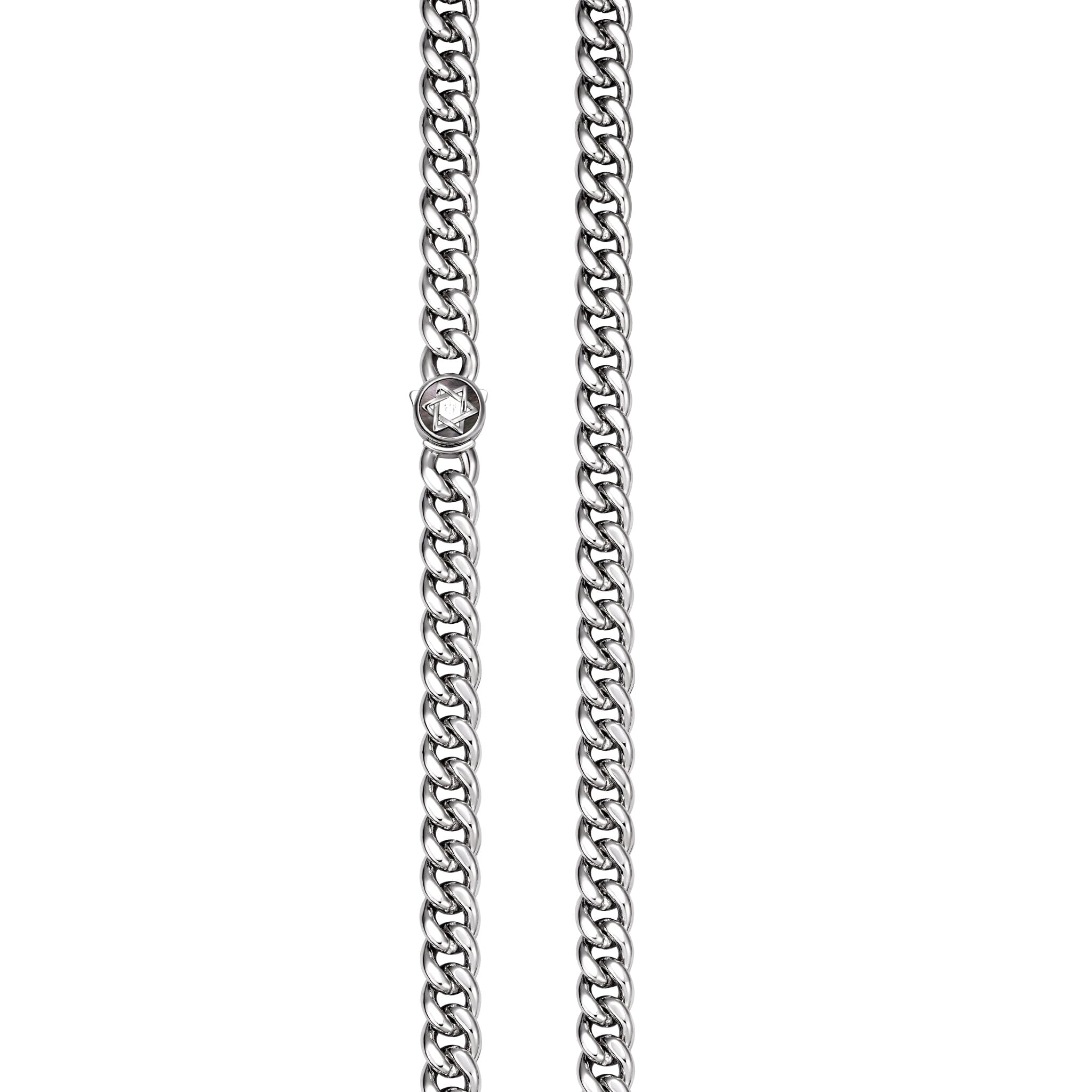 Black Mother Of Pearl Hexagram Domed Link Necklace Necklaces AWNL 