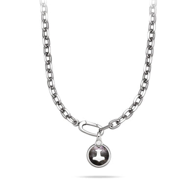 Mjölnir Medallion Necklace Black Nacre