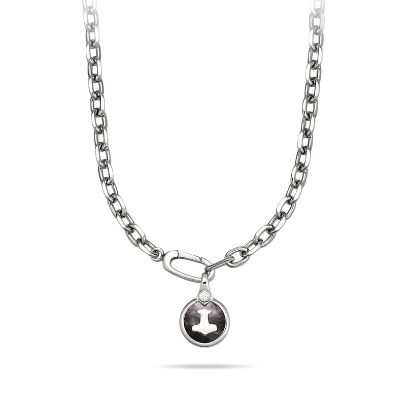 Black Mother Of Pearl Mjolnir Necklace
