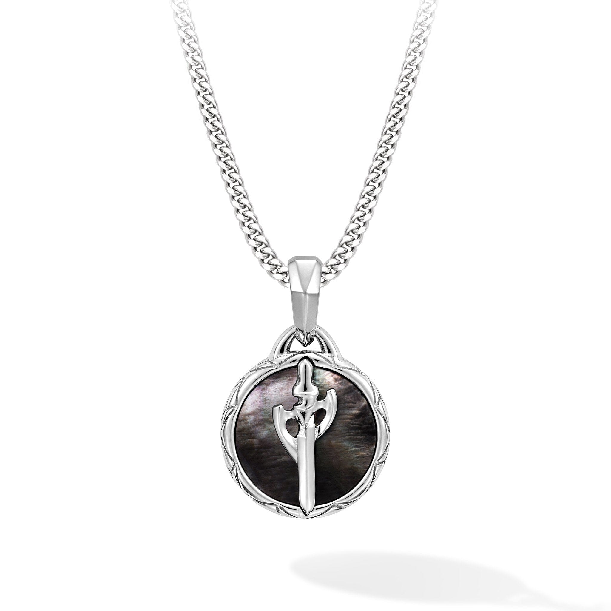 Black Mother Of Pearl Warrior’s Sword Necklace Necklaces AWNL 55cm 