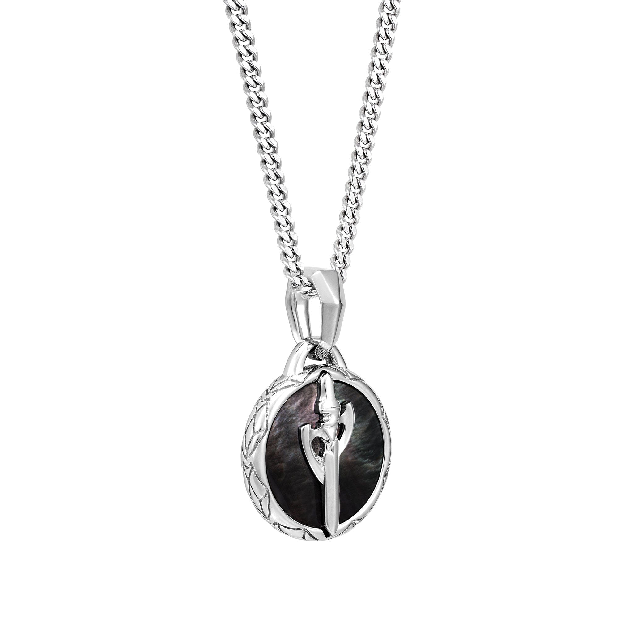Black Mother Of Pearl Warrior’s Sword Necklace Necklaces AWNL 