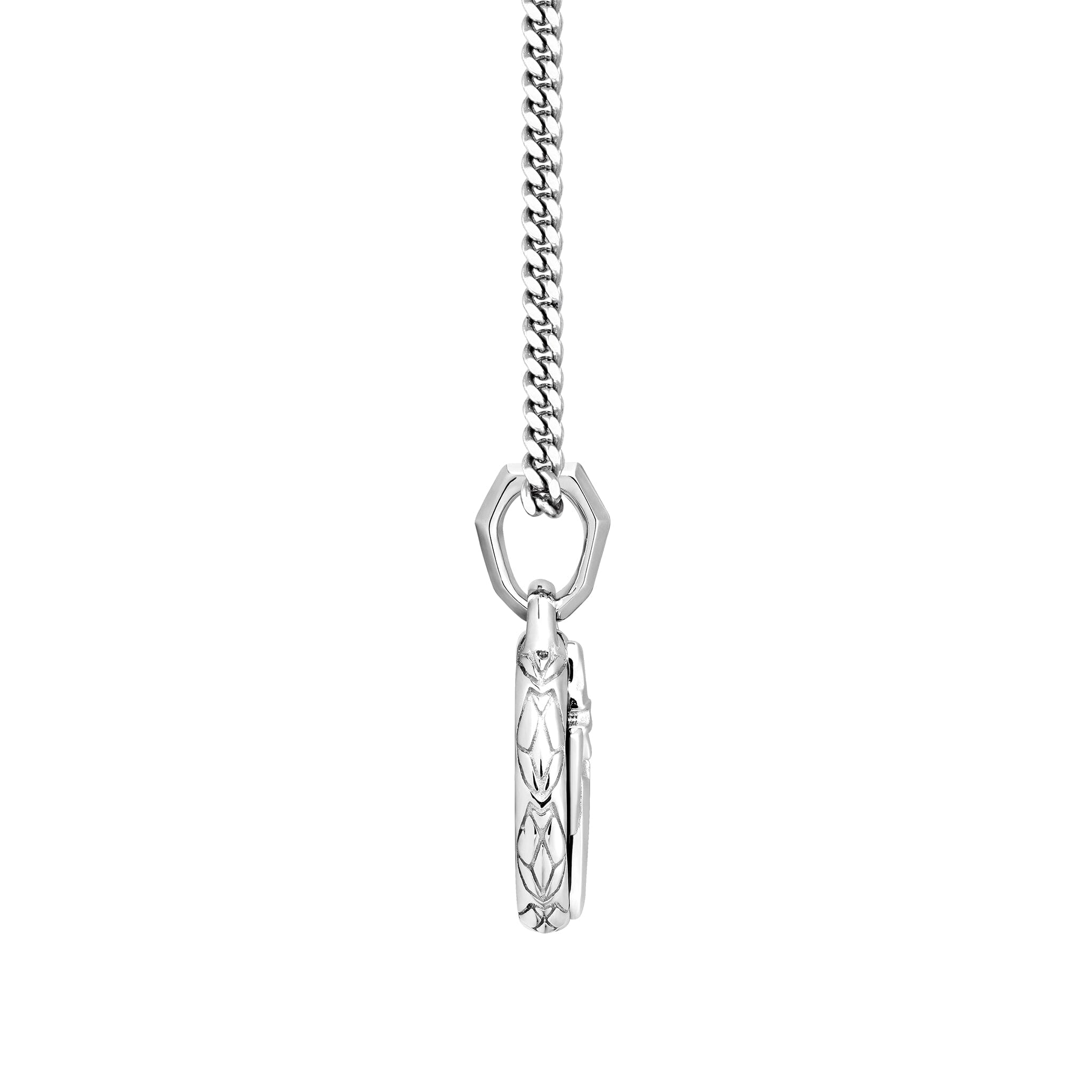 Sterling Silver Chain Necklace with Black Mother Of Pearl Pendant