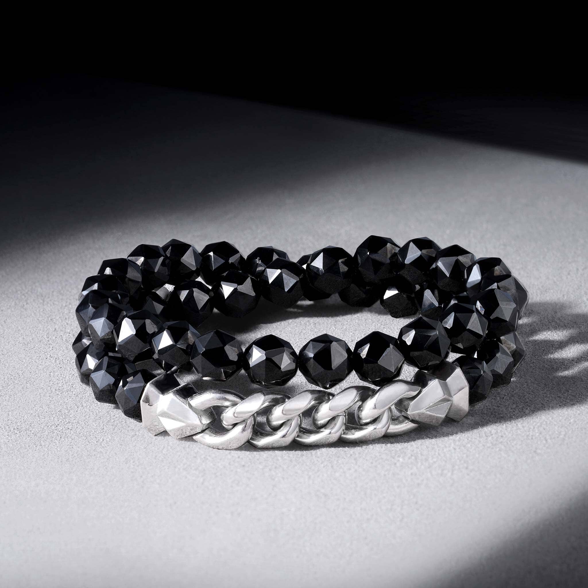 Black Spinel Double Wrap Bracelet for Men | AWNL Stockholm