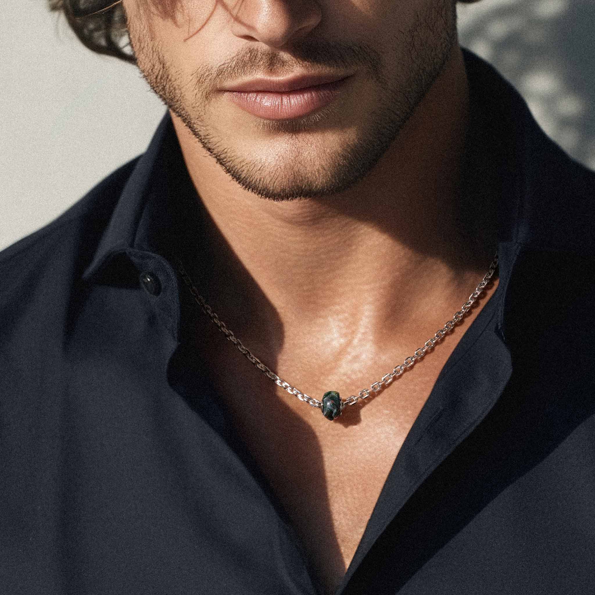 Silver Chain Necklace with Bloodstone for Men | AWNL Stockholm