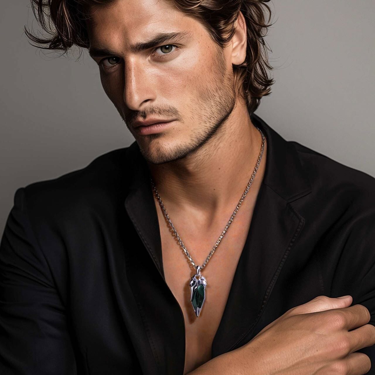 Bloodstone Viking Helmet Necklace Necklaces AWNL 