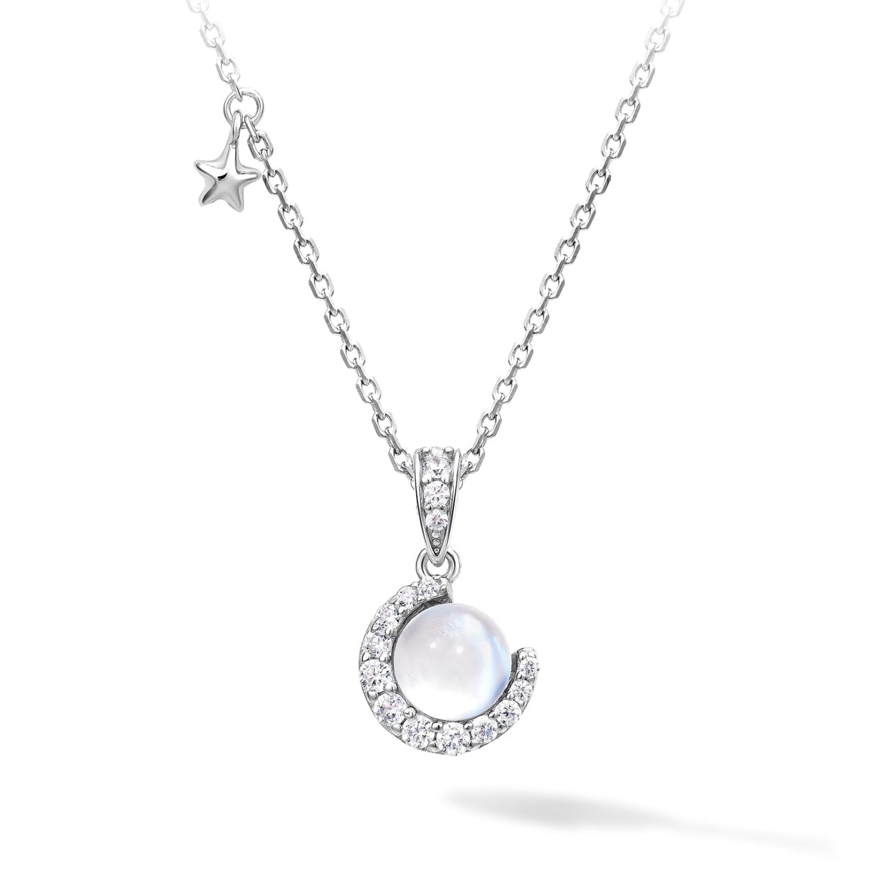 Blue Moonstone Ball Necklace Necklaces AWNL 43cm 